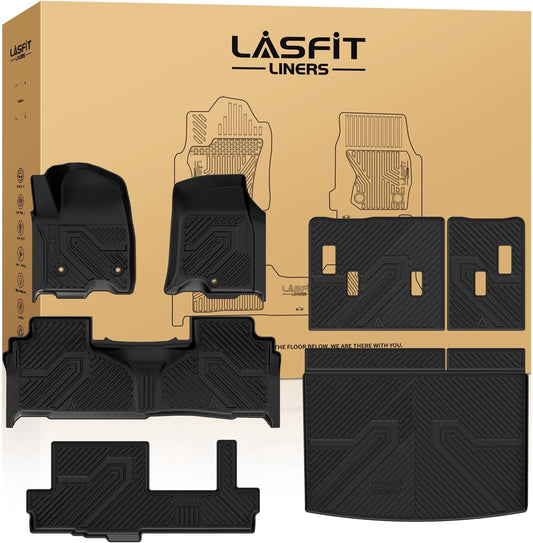 LASFIT Floor Mats 2021-2025 & Only 8 Seats (Not for 7/9 Seats) for Chevrolet Chevy Suburban/GMC Yukon XL (Only Yukon XL, Not Fit Yukon)/Cadillac Escalade ESV (Only Escalade ESV, Not Fit Escalade)