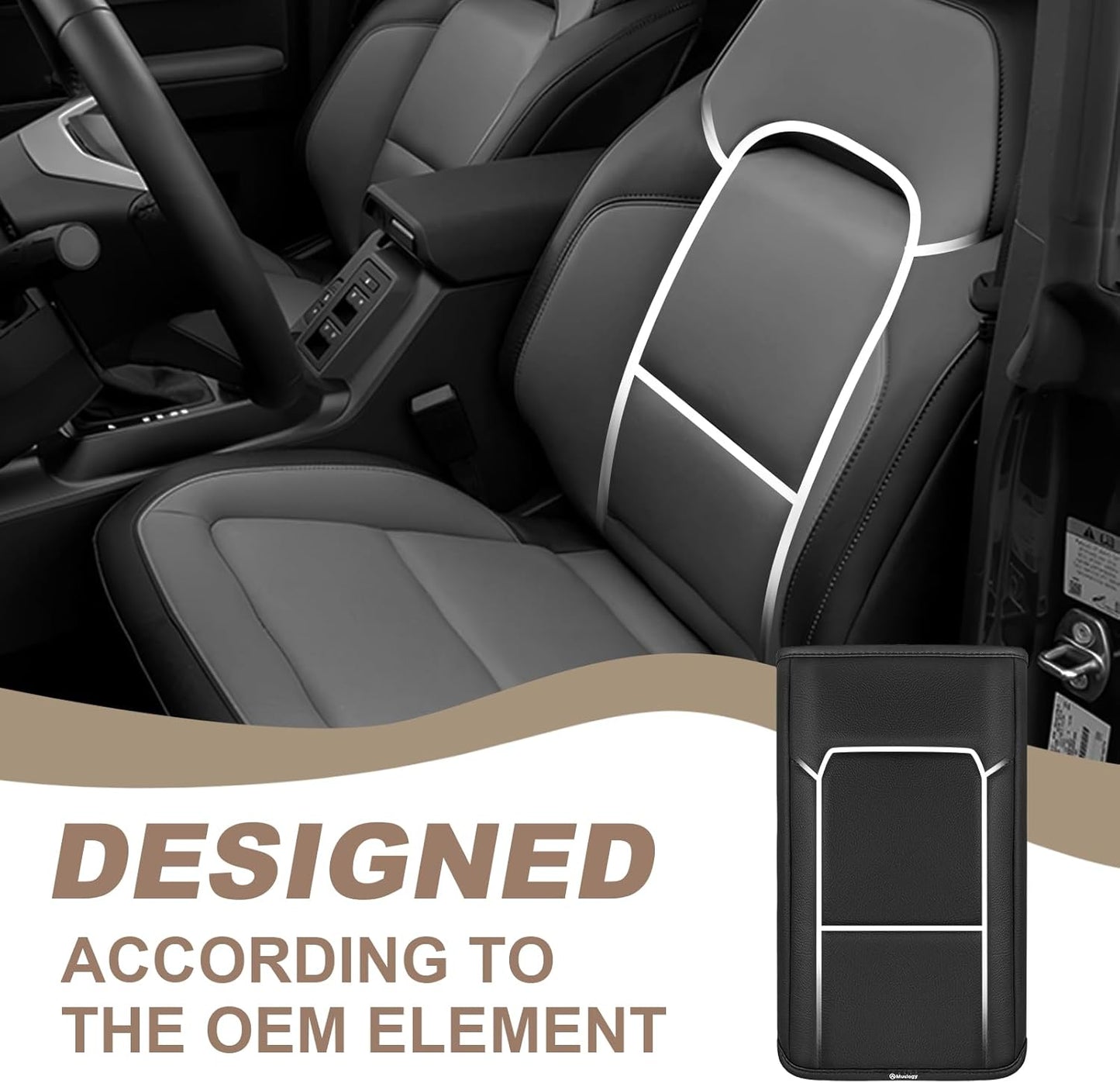 Muslogy Center Console Armrest Cover Compatible with Ford Bronco 2021 2022 2023 2024 2025 Comfort Armrest Pad Arm Rest Cushion Vegan Leather Protector Regular Thick