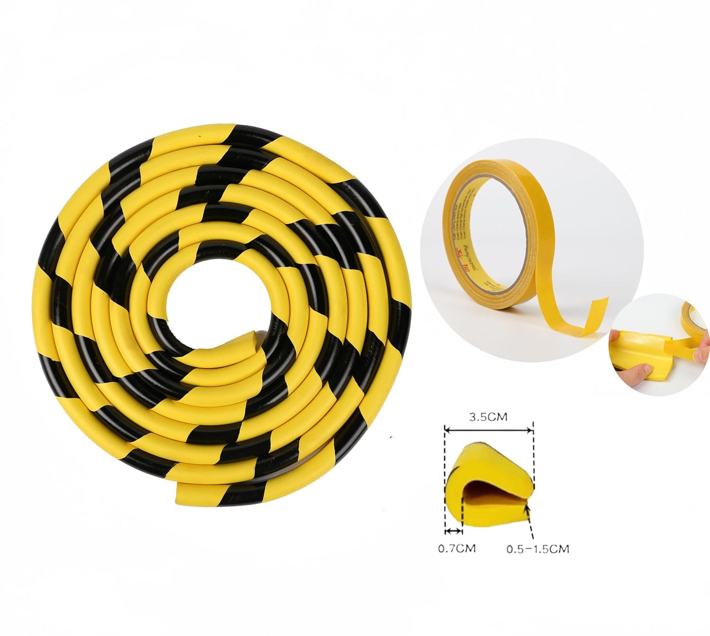 Heavy-Duty Corner Guards – 5M Self-Adhesive Yellow/Black NBR Rubber Wall Protectors for Garage, Parking Columns, and Warehouse Safety