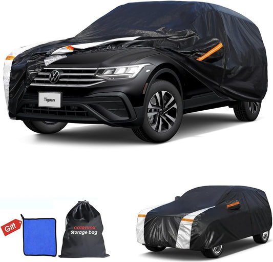 Volkswagen Tiguan Car Cover 100% Waterproof All Weather, Gift with Towel, 10 Layers SUV Car Cover Custom Fit 2018-2025 Volkswagen Tiguan, Full Exterior Car Covers Rain Sun UV Protect with Zipper.