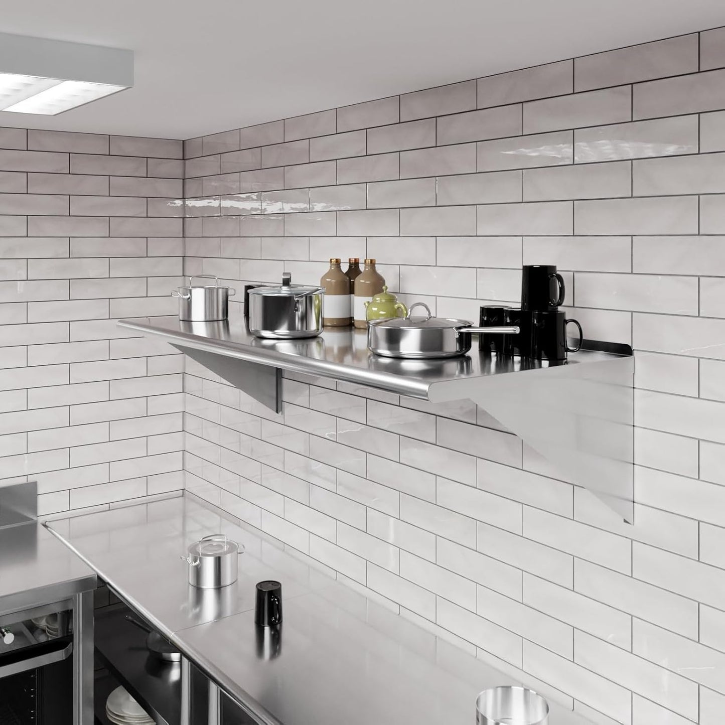 AmGood 60" Long X 24" Deep Stainless Steel Wall Shelf | NSF Certified | Appliance & Equipment Metal Shelving | Kitchen, Restaurant, Garage, Laundry, Utility Room