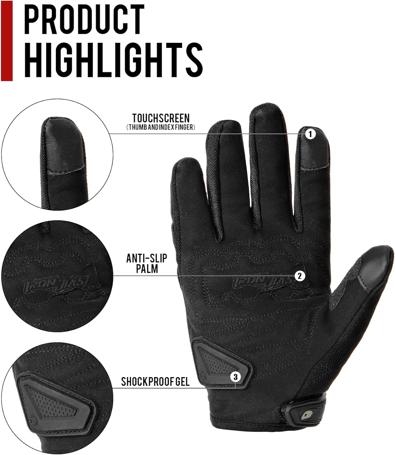 BORLENI Motorcycle Riding Gloves Touch Screen Full Finger Glove Motocross Road Racing Bike Outdoor Sports for Women Men