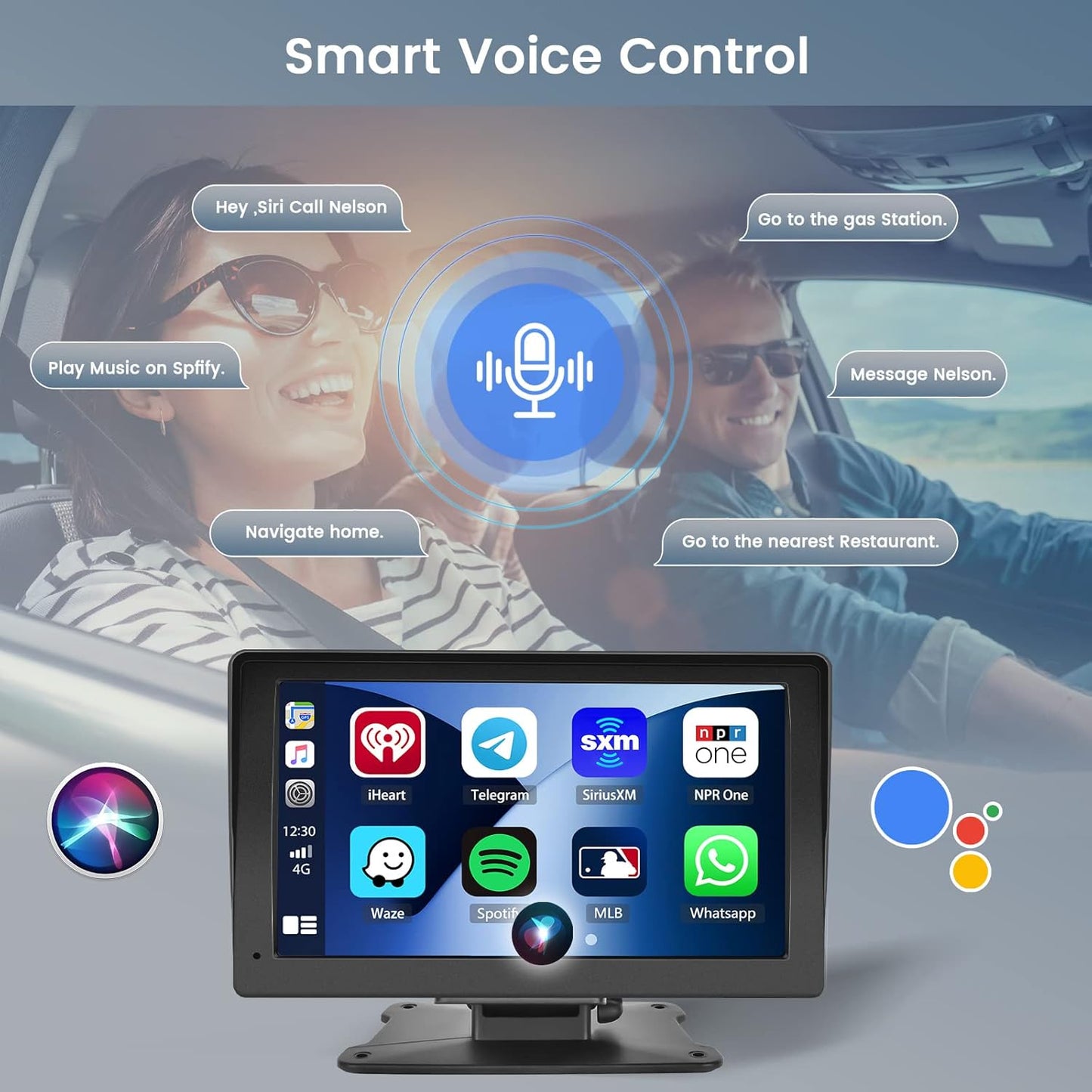【64G TF Card】 Portable Wireless Apple CarPlay and Android Auto Screen for Car, 7" 1080P HD Touch Screen Car Stereo with Airplay, Mirror Link, Bluetooth, AUX,FM Transmitter for All Vehicle