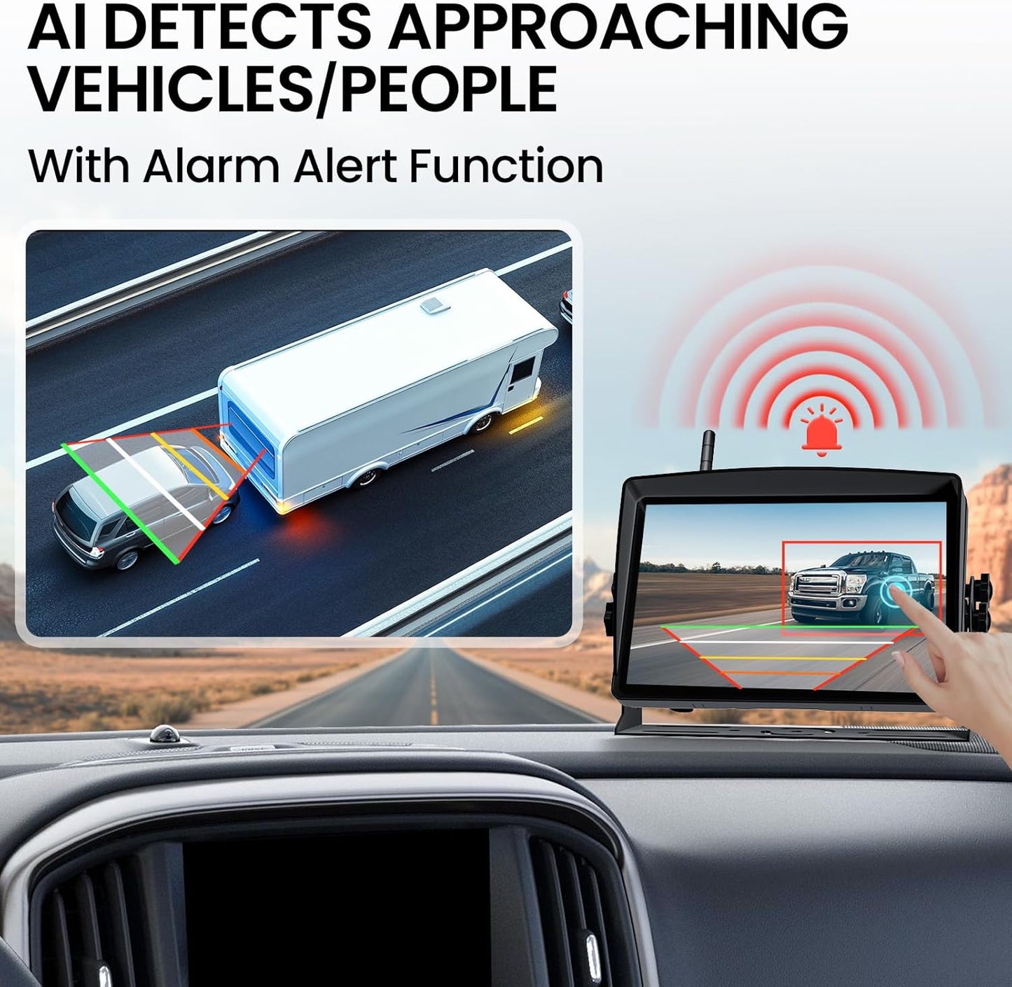 RV Backup Camera, Vehicle Backup Cameras with 7-Inch Touchscreen Monitor, Wireless HD 1080P, 4-Channel System, IR Night Vision, Waterproof Rearview Camera for RV, Truck, Van, SUV, Trailer