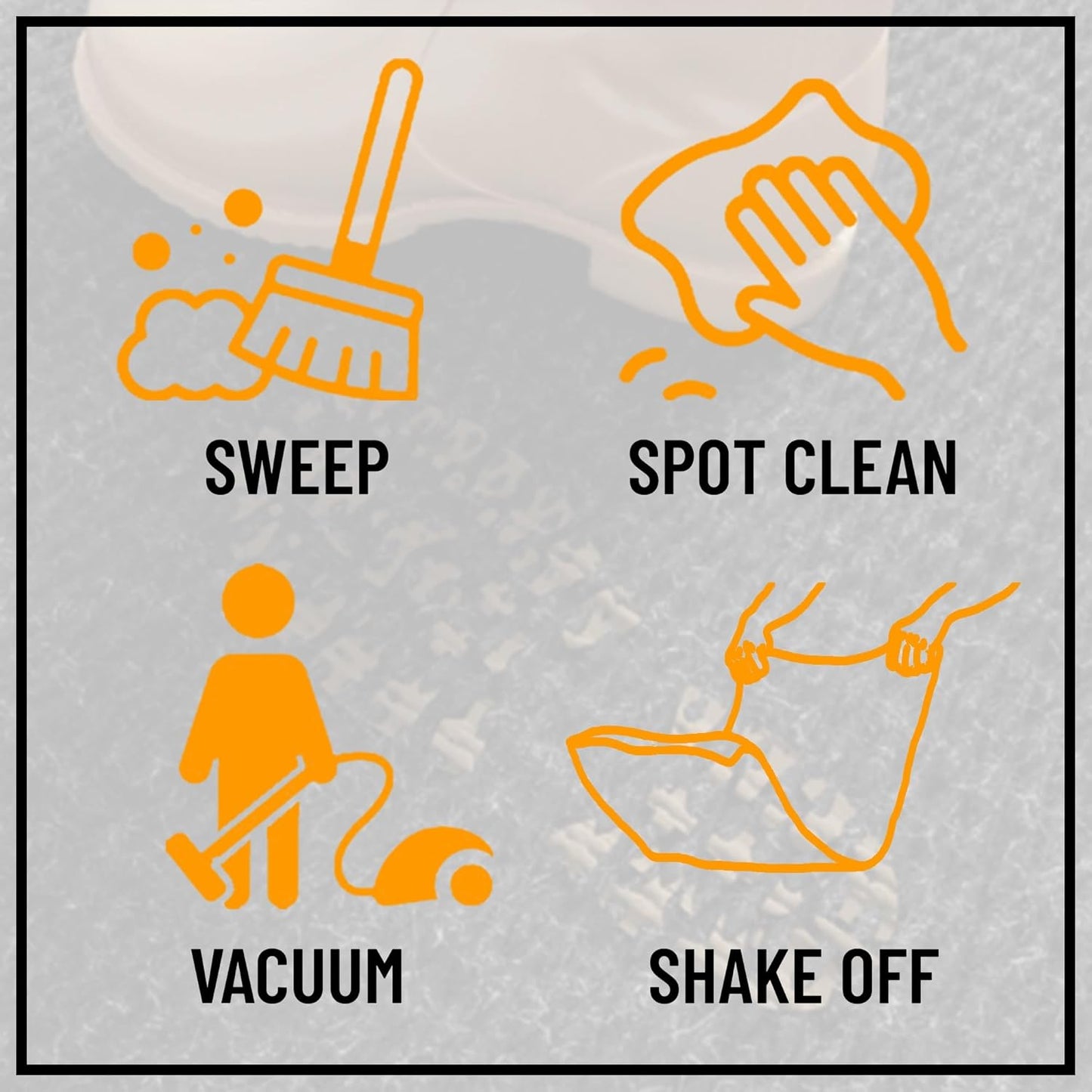 Ottomanson 2'7" x 49' Hallway Runner with Scraper Pile - Extra Durable Non-Slip Rug Mat for Indoor & Outdoor Use - Ideal for Kitchen, Entryway & Garage - High-Traffic Carpet, Black