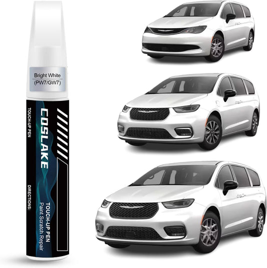 Car Touch Up Paint(Bright White(PW7/GW7)) for Chrysler, Car Paint Scratch Repair Kit, Quick & Easy Solution to Repair, 2 in 1 Scratch Remover Pen with 2PCS Disposable Micro Applicators