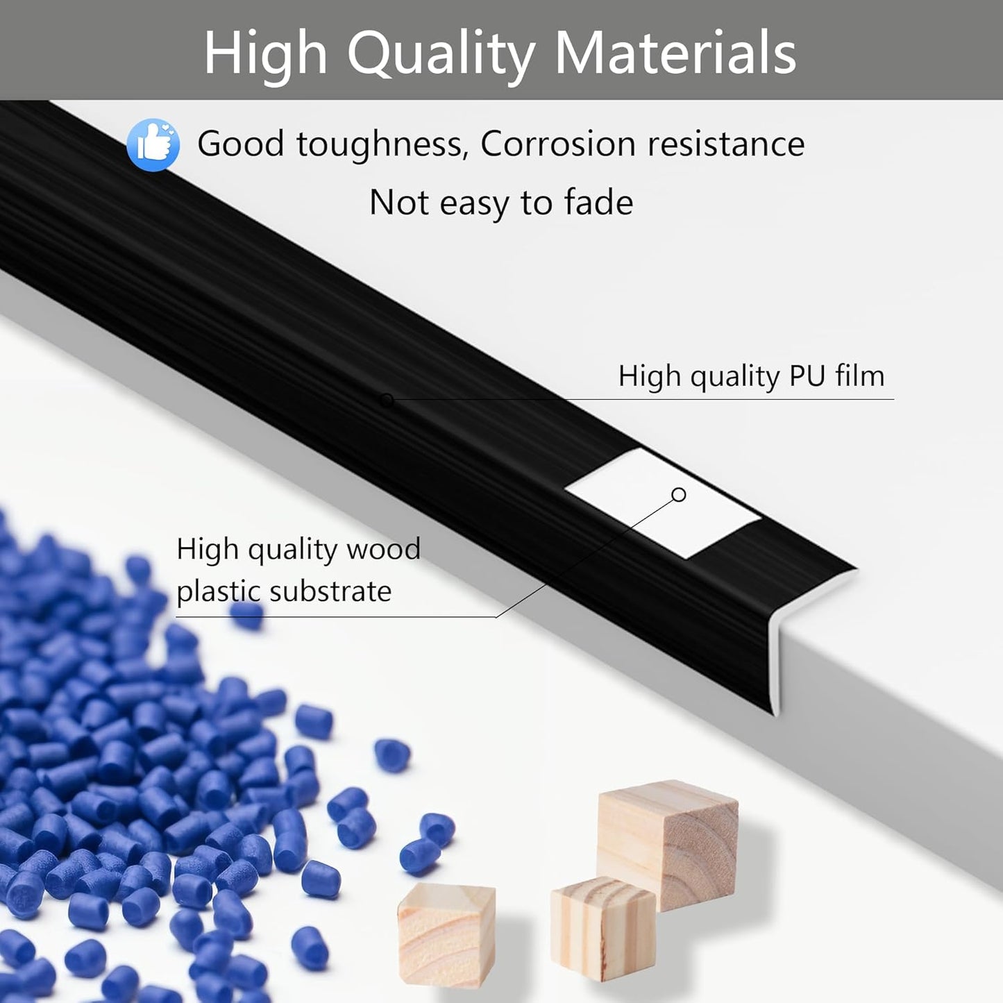 6 Pcs 49" Wall Corner Protector Trim, Black Wood Grain Edge Strip for Door and Window Frames Mirror Trim Backsplash Tile Edge (Black)