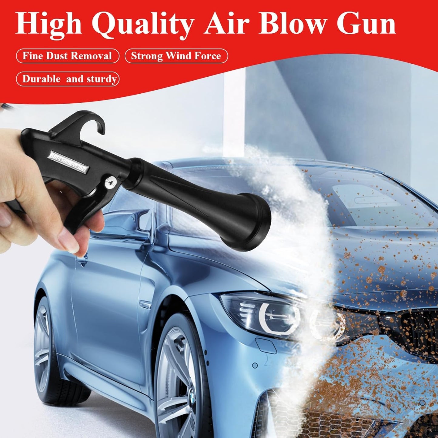 HANDY Tornado Air Cleaning Gun with Rubber Guard and Brass Adjustable Air Flow Nozzle Air Gun for Compressor Pneumatic Tool for Dust Cleaning Car Detailing