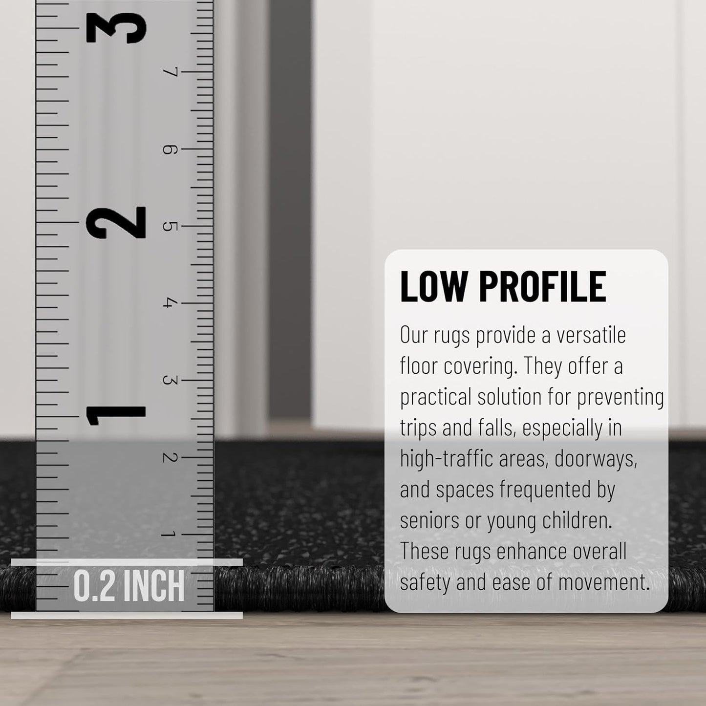 Ottomanson 2-Piece Kitchen Rug Set - Non Slip, Runner & Small Area Rug - Solid - 20" x 59" & 2'3" x 3' - Durable, Stain Resistant for Entryway, Bedroom and Bathroom, Black