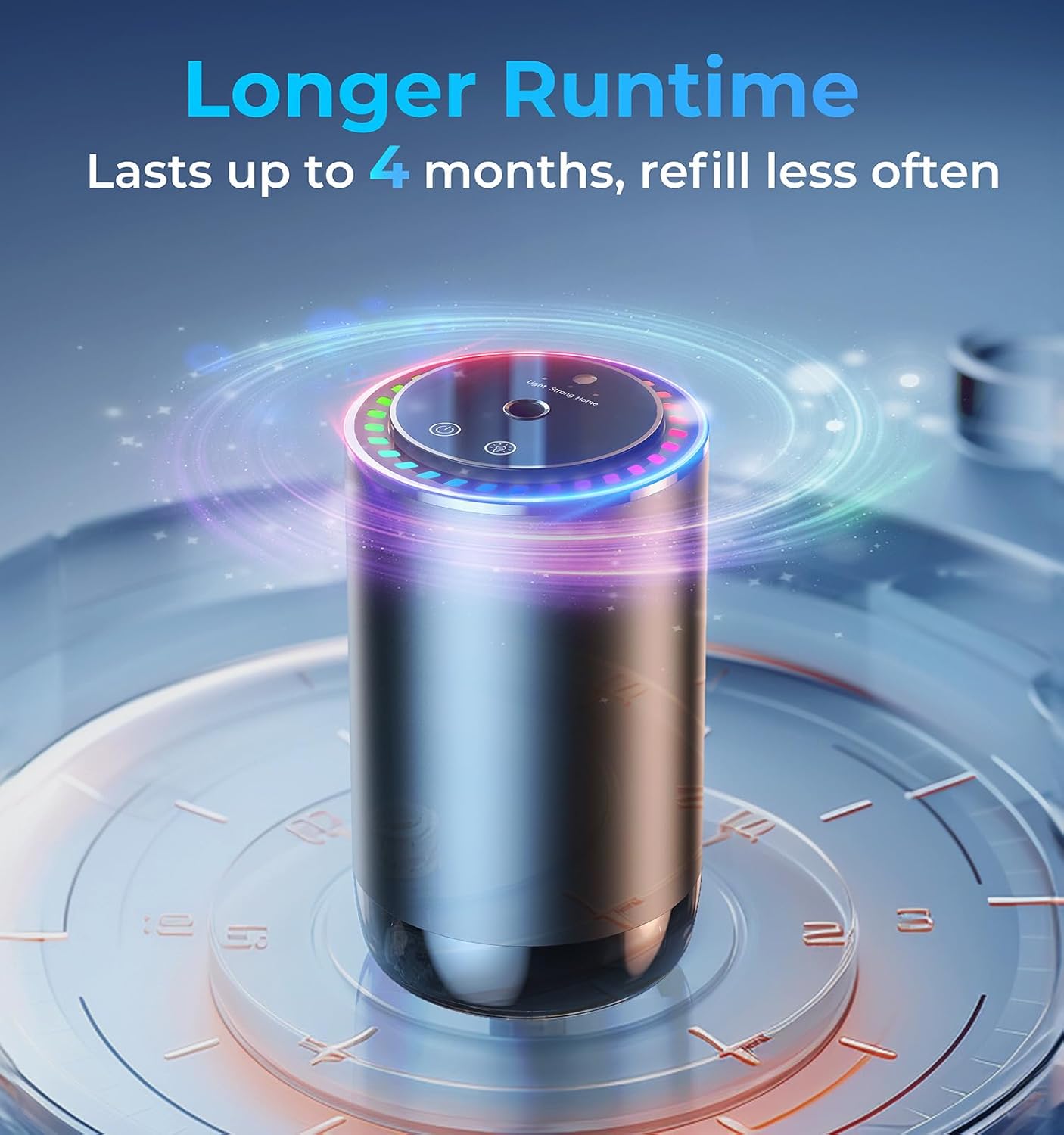 Car Diffuser Smart Air Freshener, Auto On/Off by AI Chip, Built-in Battery, Works Silently, Refill Oil Aroma with 120 Days Long-Lasting Scent, Auto Accessories for Men and Women-Tea, Black Matte