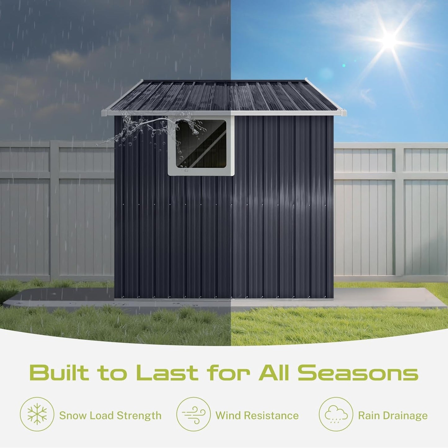 9 x 6.4 Ft Outdoor Storage Shed, Heavy-Duty Metal Shed with Windows & Secure Lockable Doors, Ideal Storage Shed for Outdoor, Patio, Garden, and Backyard, Anthracite