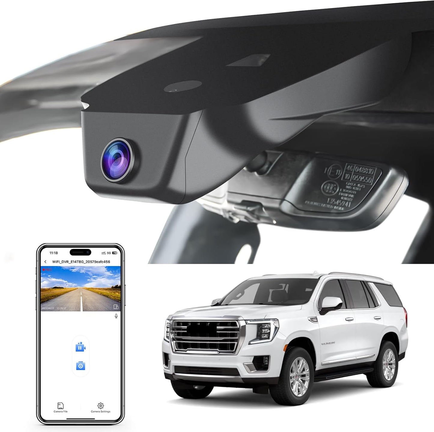 4K Dash Cam Custom fit for GMC Yukon, Yukon XL 2023 2024 2025 (Model A), SLE SLT AT4 Denali Ultimate, Integrated OEM Look, UHD 2160P Video, WiFi & App, G-Sensor, Easy to Install, 128GB Card