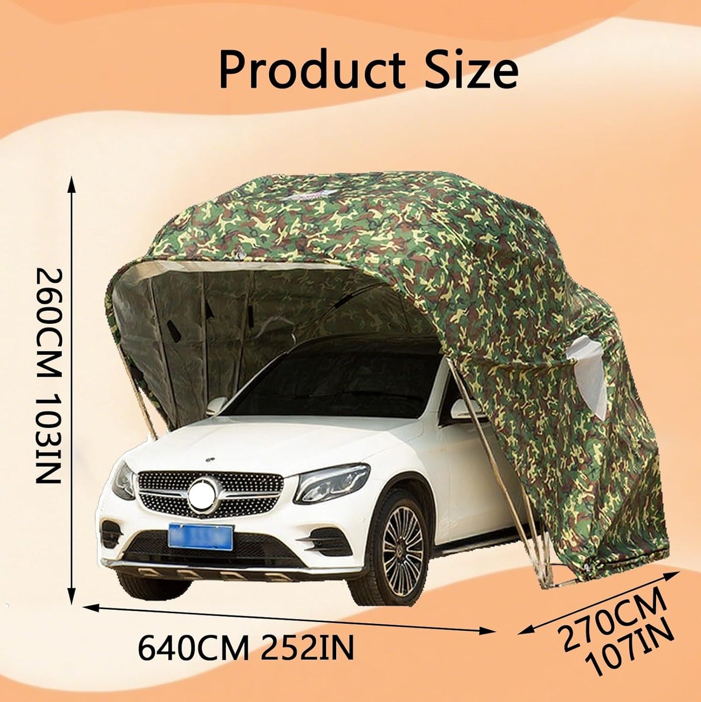 Car Port Portable Storage Shed Carport Canopy Carports Metal Carport Round Style Outdoor Storage Shed Lockable for Automotive Use Anti-Snow Waterproof(Gray)
