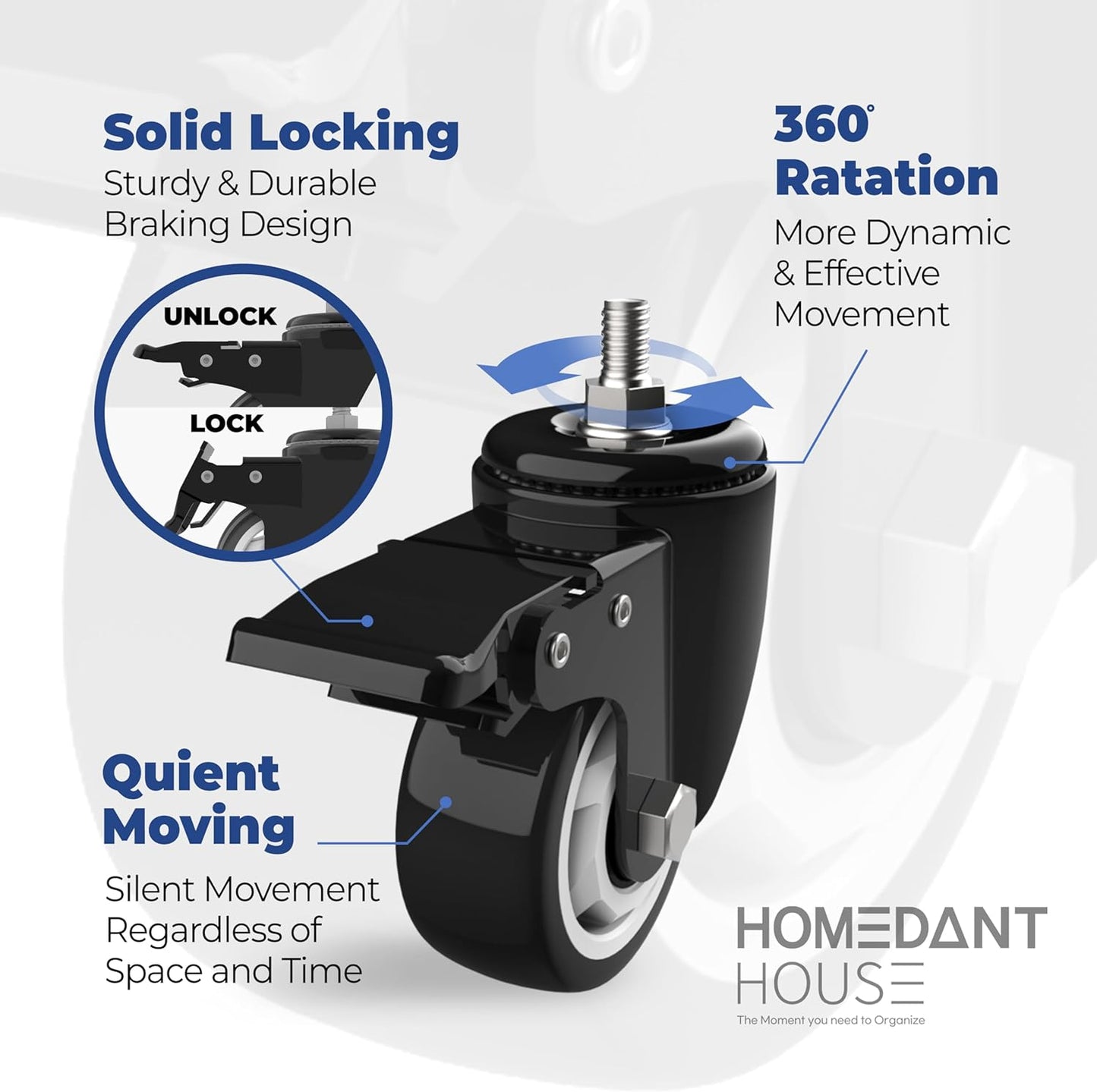 HOMEDANT House White 5-Tier Metal Rolling Cart Shelf Rack Casters Heavy Duty Wheel Shelving Unit Adjustable Utility Storage Shelves Organizer Shelf Kitchen Garage 36.2" W x 16.5" D x 69.5" H 4Pack