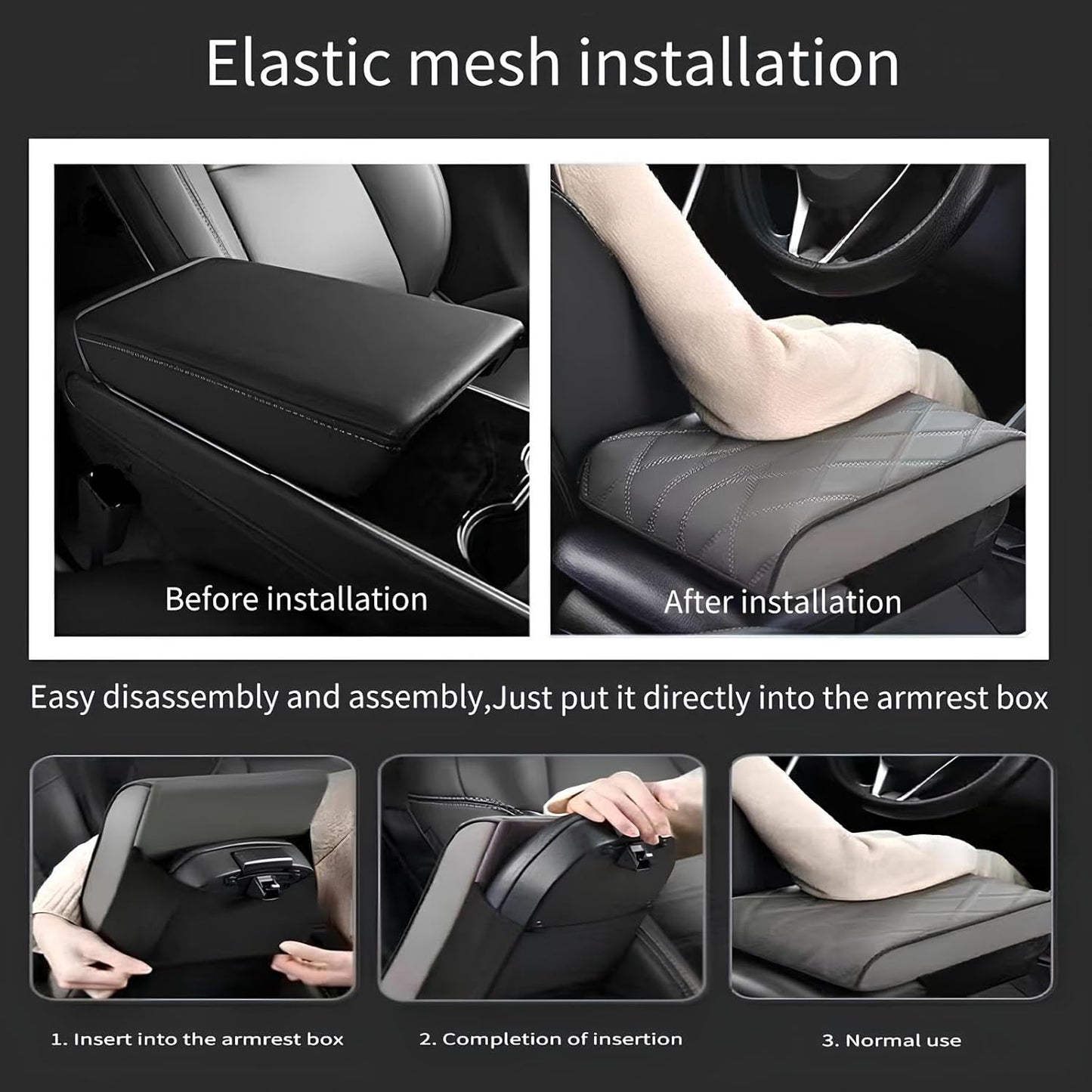 Leather Car Armrest Box Mat - 2023 New Waterproof Car Center Console Cover Mat, Universal Armrest Mat, Leather Car Armrest Cover for SUV/Truck/Vehicle (A-Coffee)