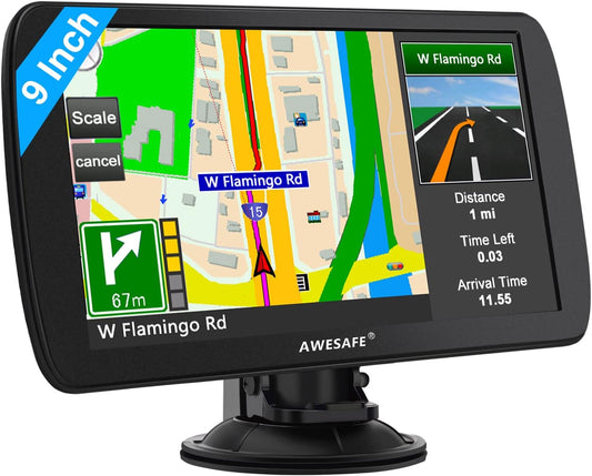 GPS Navigator for Car,9 inch Touch Screen Car GPS, Support Voice Turn Direction Guidance/Speed and Red Light Warning