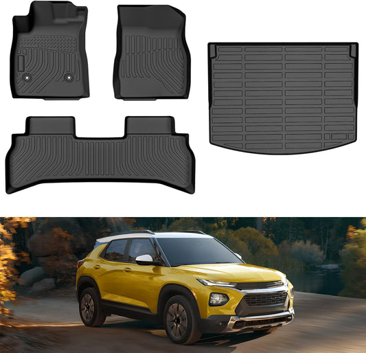 Floor Mats and Trunk Mat Custom Fit for Chevy Trailblazer FWD 2021 2022 2023 2024 2025 with Cargo Liner All Weather TPE Anti-Slip Thicken Car Mats for Chevrolet Trailblazer Accessories