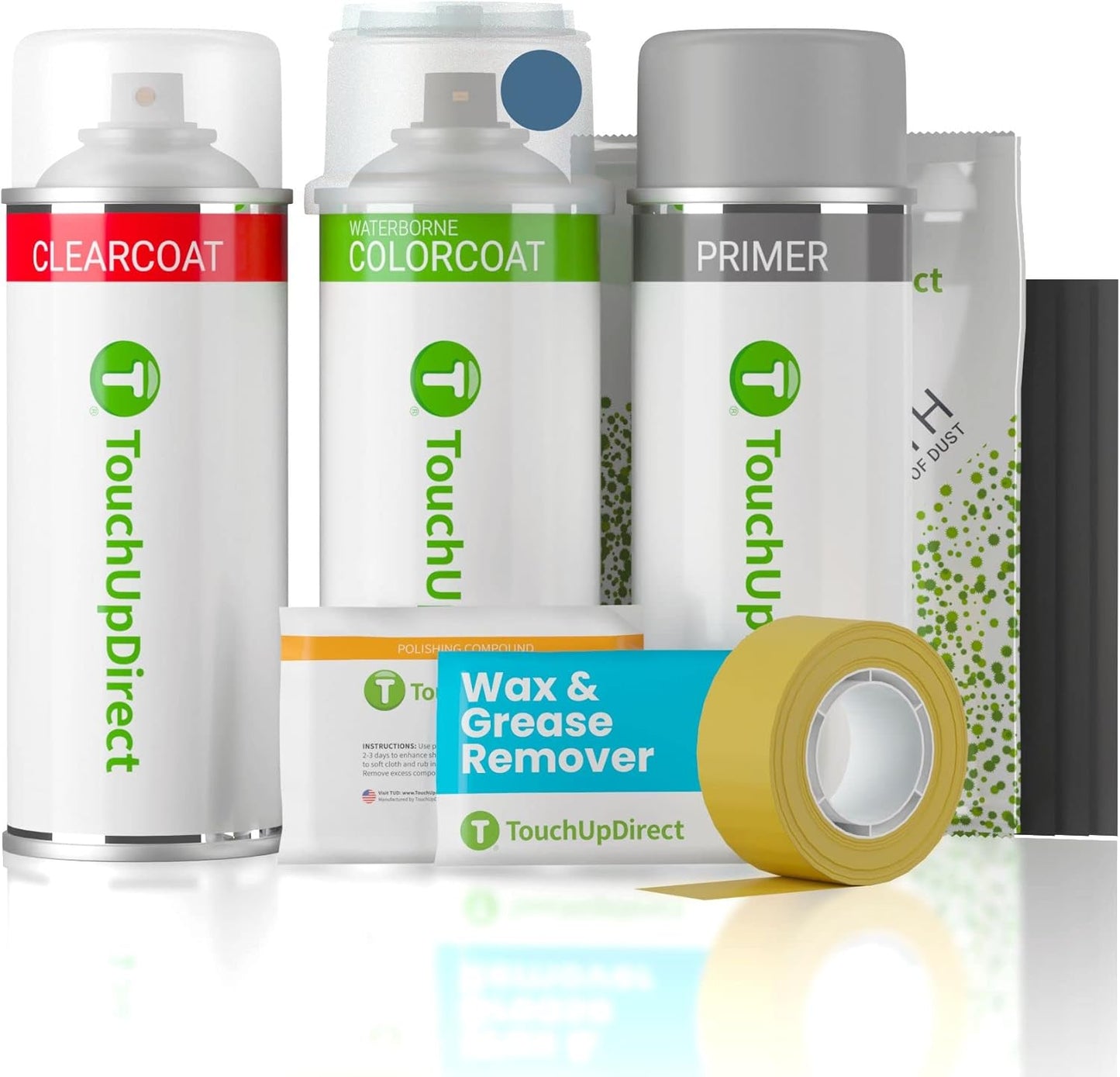 TouchUpDirect 8T0 Blazing Blue Metallic Compatible with Toyota Exact Match Touch Up Paint Aerosol - Platinum Kit