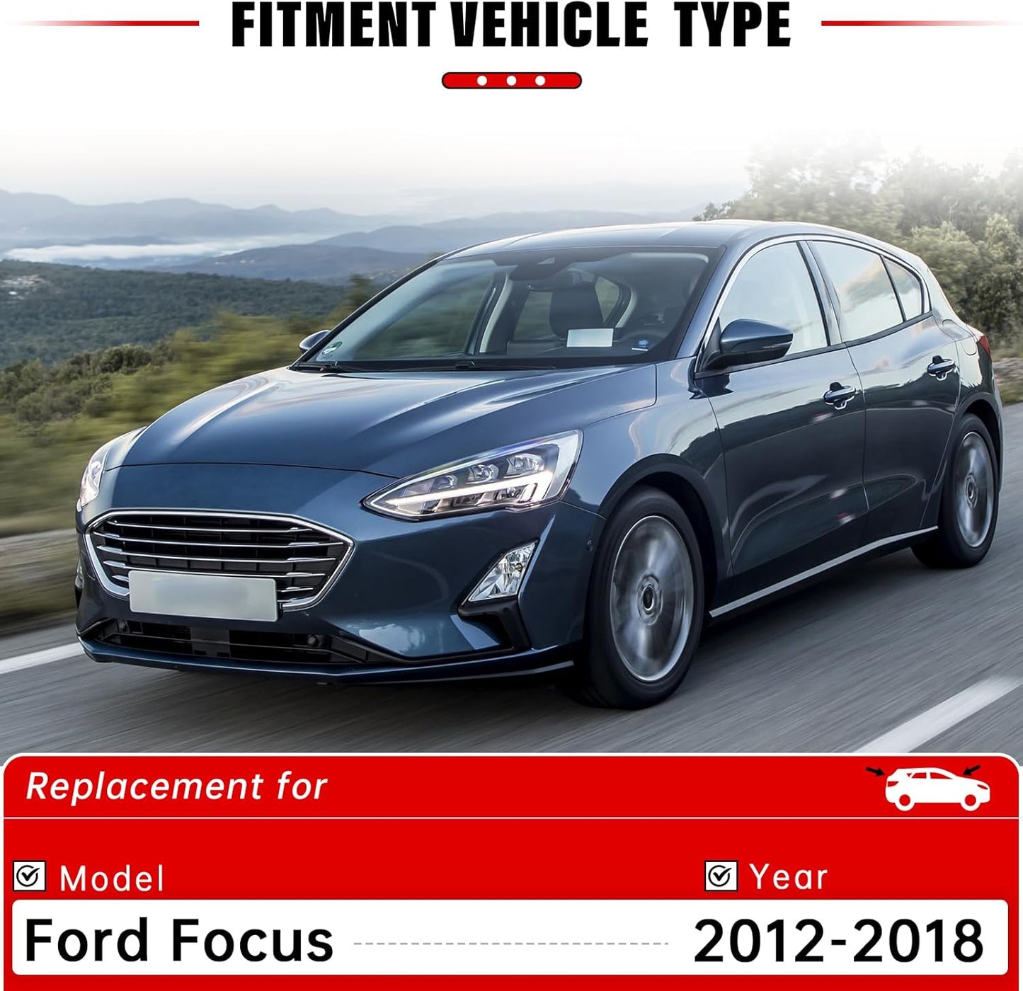 Windshield Wiper Blades Replacement for Ford Focus 2012 2013 2014 2015 2016 2017 2018 Original Factory Quality Front Rear Wipers Blade Set for My Car - 28" 28" 12" (Pack of 3)