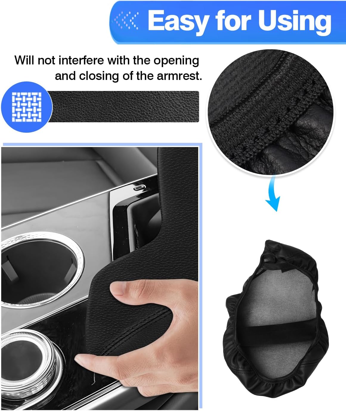 Autorder Center Console Cover for 2023-2025 2026 Cadillac Lyriq Accessories Armrest Cover Anti-Scratch Middle Console Pad Leather Armrest Protector