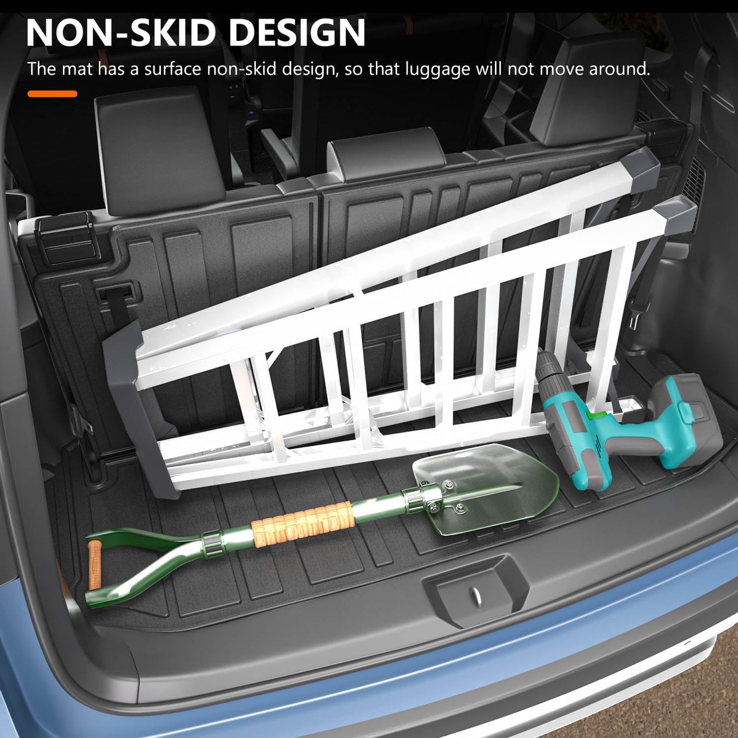 powoq Cargo Mat Compatible with 2020-2025 Toyota Highlander Backrest Mat TPE Cargo Liners Replacement for Toyota Highlander Accessories (Fit 2020-2025 Highlander,Rear Cargo Mat with Backrest Mat)