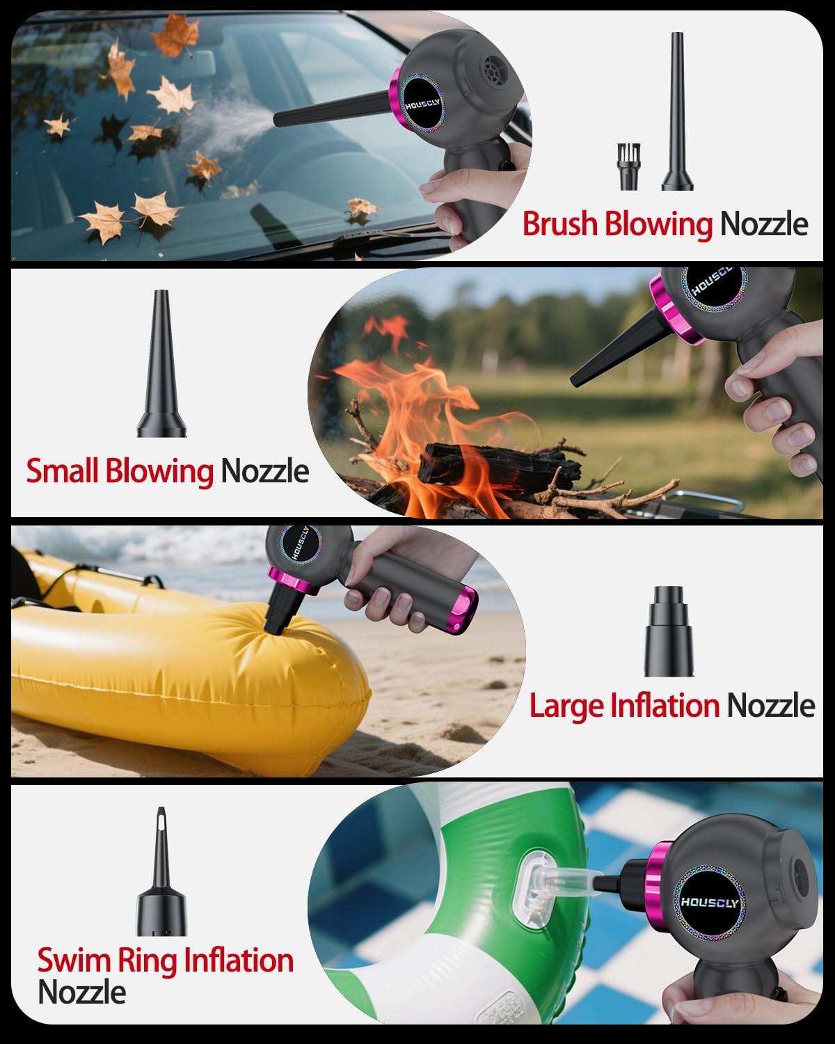 Handheld Car Vacuum Portable Cordless 25000Pa High Power Small Mini Hand Vacuum Cleaner Rechargeable 4-in-1 Compressed Air Duster Blower Pump Wireless Handheld Vac for Car Office Desktop Home Cleaning