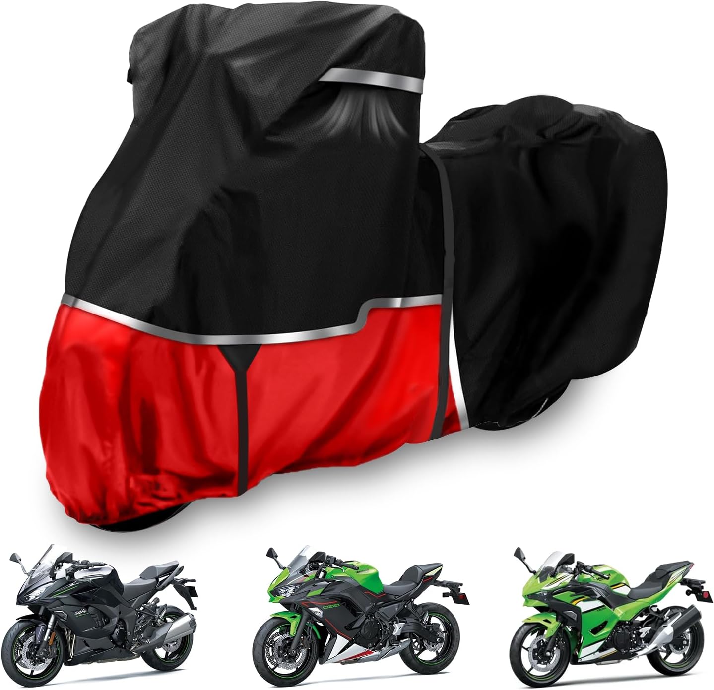 420D Motorcycle Cover Suitable for Kawasaki Ninja 400 500 650 Z900 Zx6r (No Trunk) Models Waterproof Motorcycle Cover Easy to Clean Tear-Resistant Suitable for Outdoor Protection