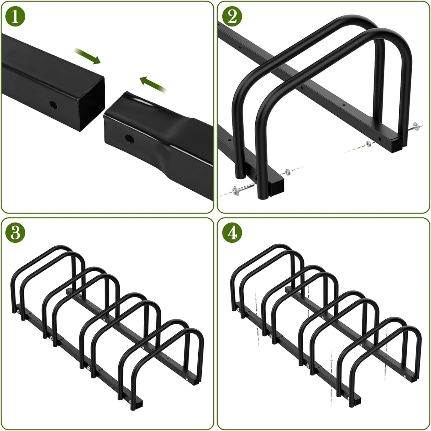 iCool Bikes Floor Bike Stand for 4 Bike, Bike Parking Rack Garage Bike Storage Indoor/Outdoor Stand, Max. Tire Width 2.15"