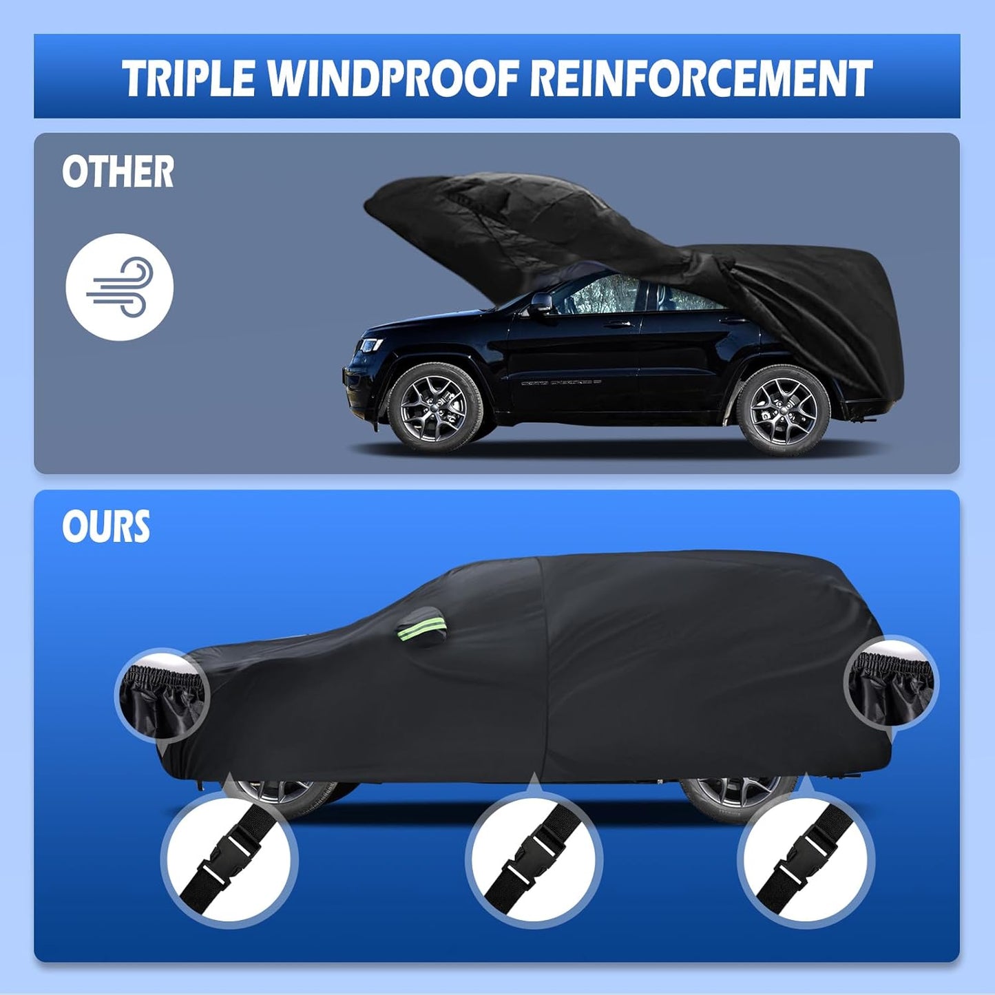 Car Cover Custom Fit for Jeep Grand Cherokee 2000-2025, Migaven Waterproof Full Exterior Cover Sun Rain Protection with Door Zipper and Cotton Lining