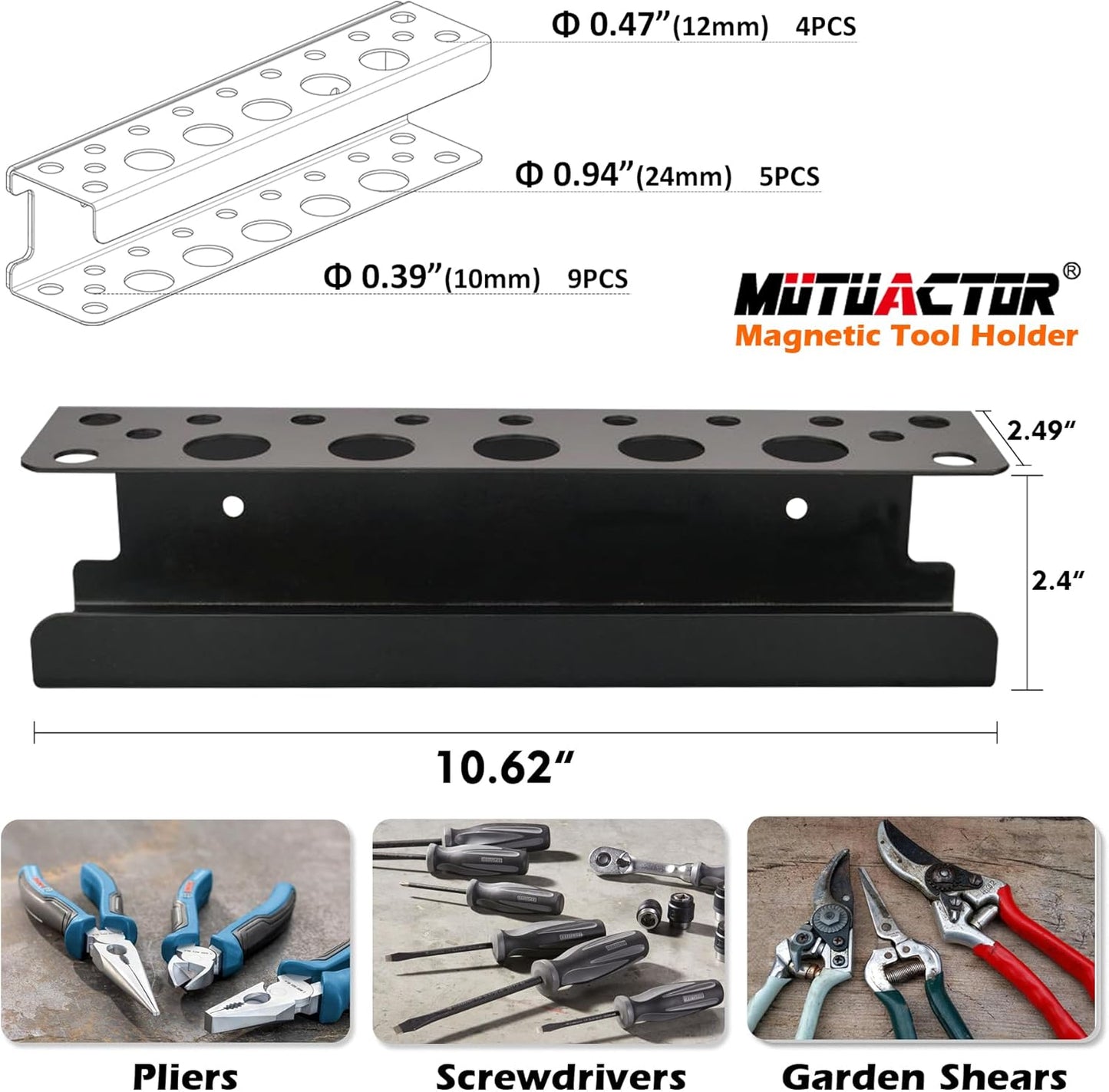 MUTUACTOR Screwdriver Organizer Rack Heavy Duty,Magnetic Mount Screwdriver Holder Plier Organizer,Magnetic Tool Holder Storage Holder for Various Screwdrivers Pliers Shears Tool Chest Cart Workbench