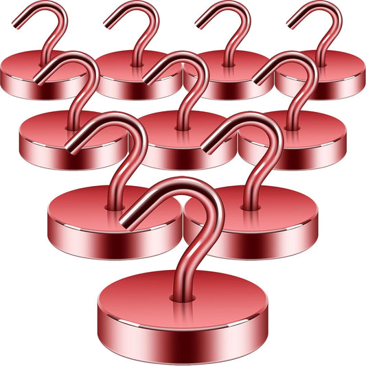 Neosmuk Magnetic Hooks, Cruise Ship Essentials, 100lb+ Heavy Duty Magnetic Hooks for Cruise Cabins, Refrigerator, Grill, Hanging, and Travel | Extra Strong Must-Haves Magnet Hook,Red