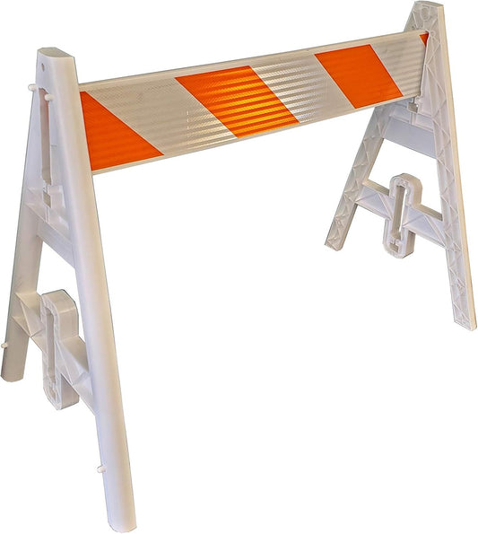 Type 1 A-Frame Plastic Barricade with Reflective Double Sided 4 Foot Rail-A Frame legs and Rails ship separate.