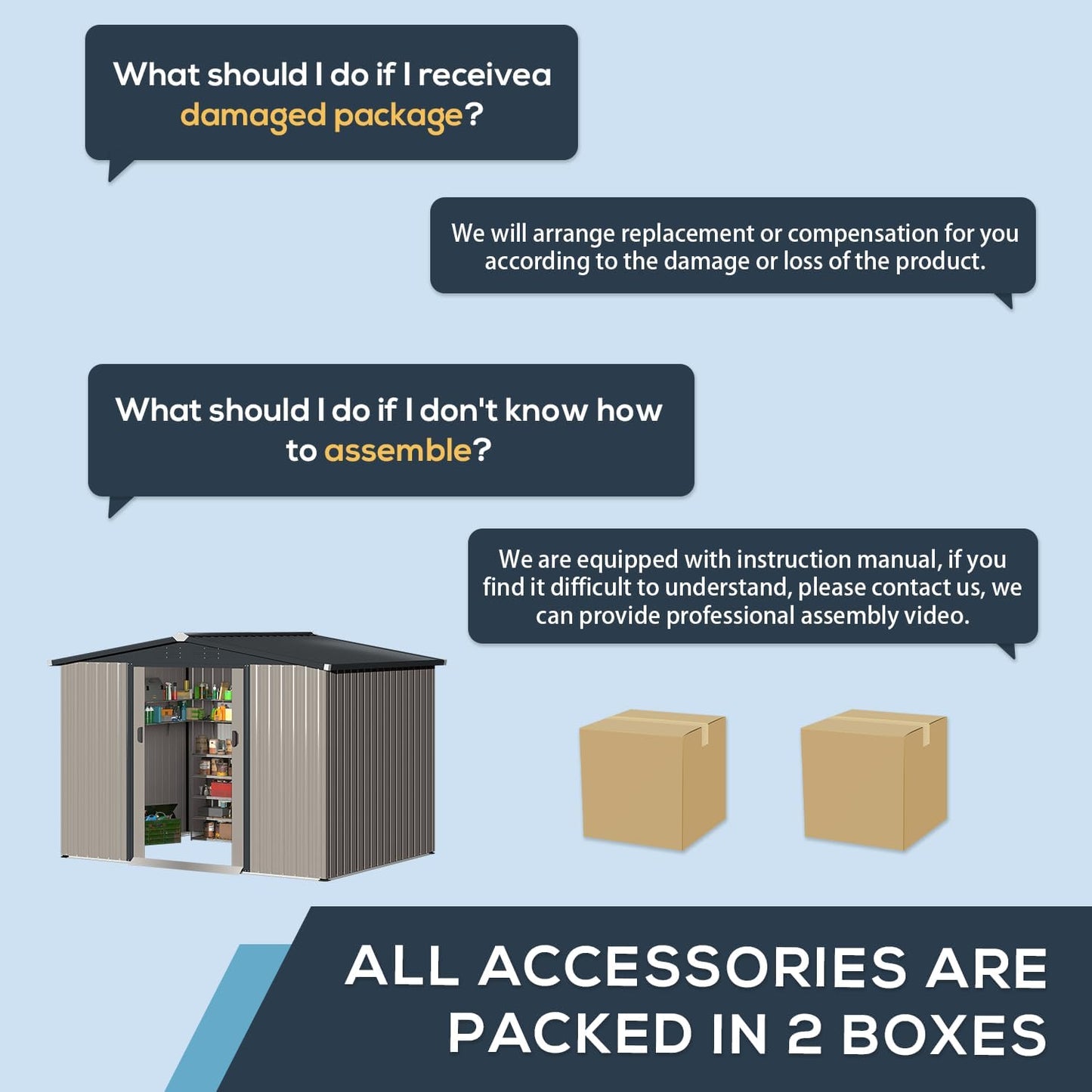 U-MAX 8 x 6 Ft Outdoor Shed, 6x8 Outdoor Storage Metal Cabinet Sheds & Outdoor Storage Clearance (Sliding Door), Garden Metal Shed for Yard in Grey