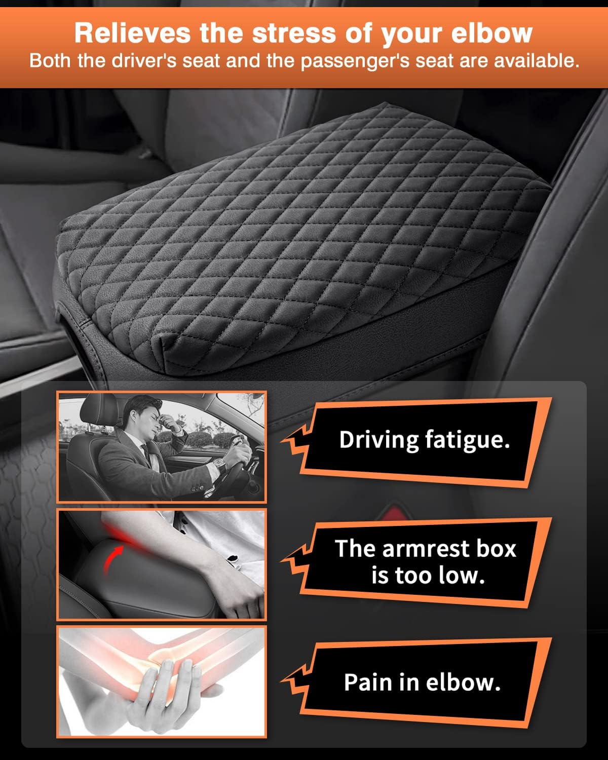 Shademax Custom for Center Console Cover Nissan Frontier 2025 2024 2023 2022 Armrest Cushion Pad Cover PU Leather Frontier Accessories 2025 2026 Car Armrest Seat Box Cover Protector Anti-Scratch Black