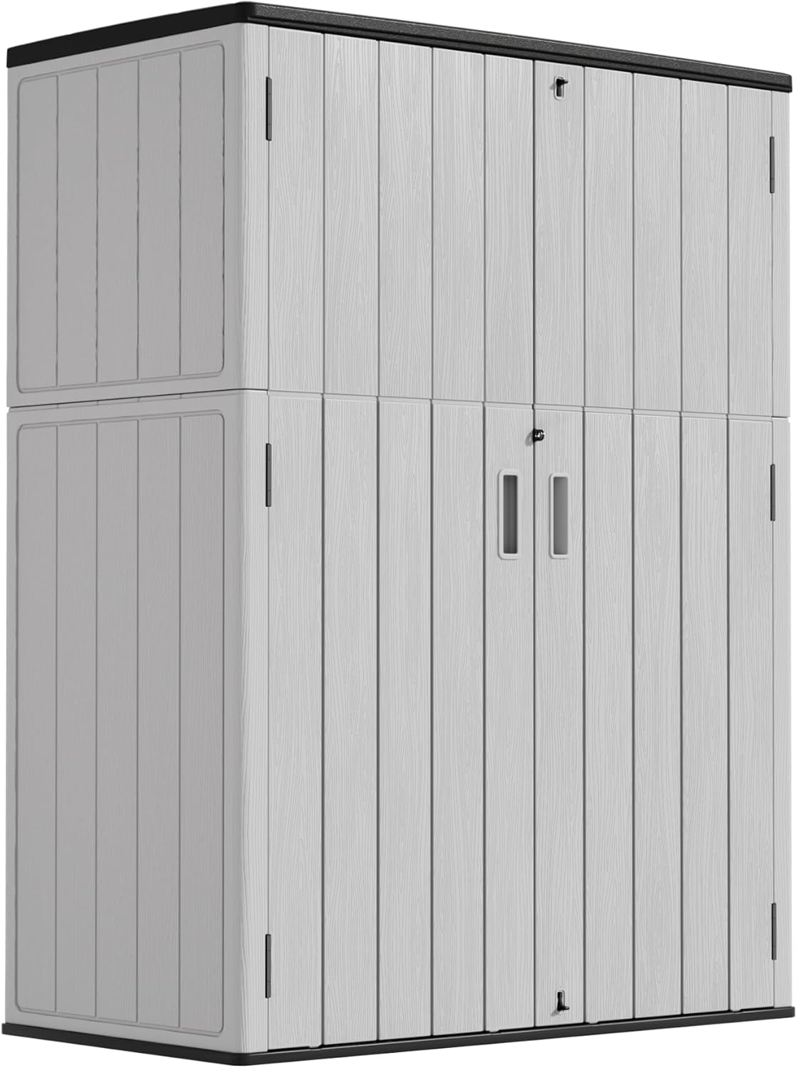 Vertical Storage Sheds with Floor, Sheds & Outdoor Storage Cabinet Waterproof for Garage Storage, Pool Storage, Bike Shed, Garden Shed 57Cu.ft Light Gray