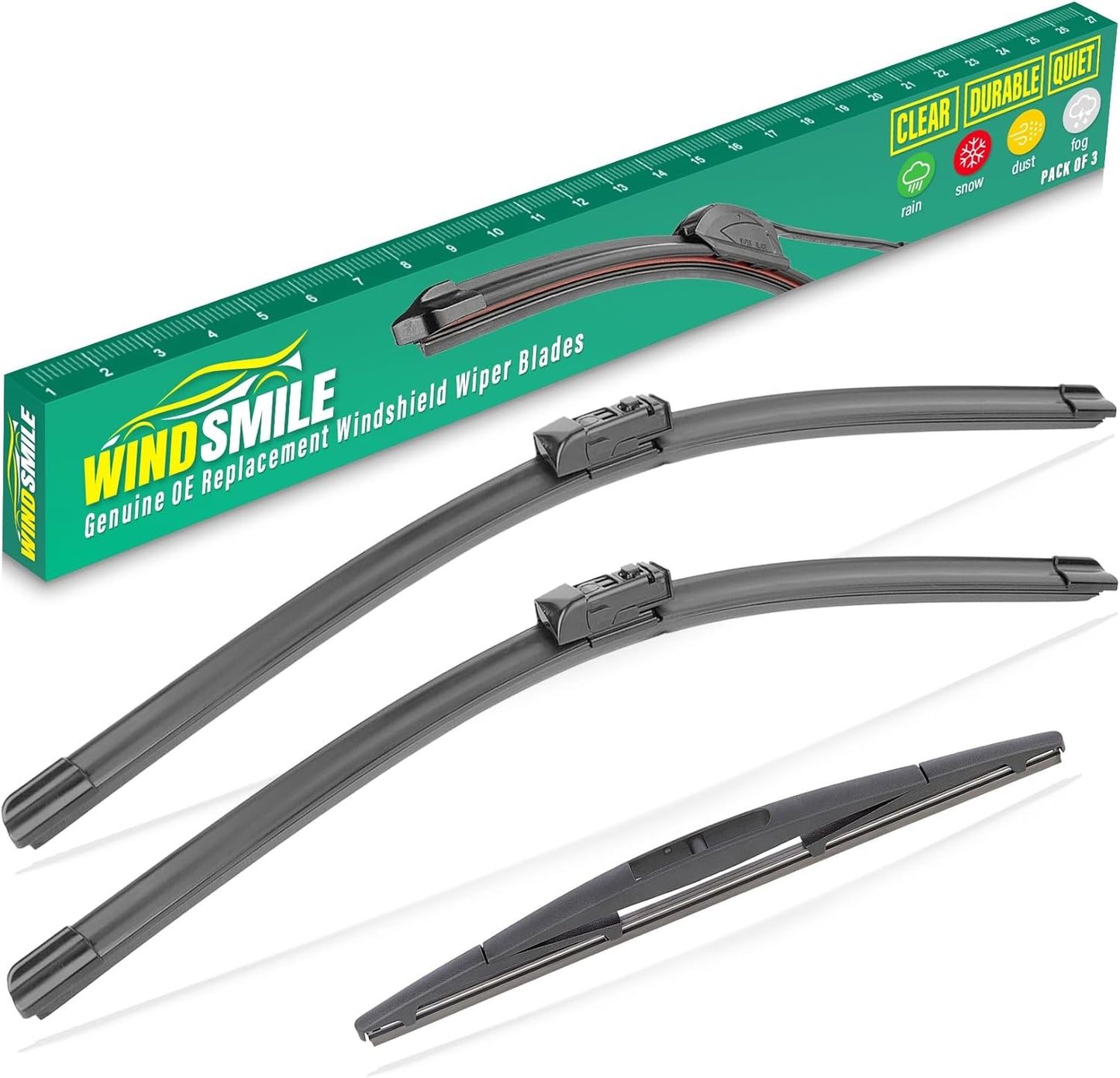 26" 16" 12" Windshield Wiper Blades Replacement for Subaru Crosstrek 2018 2019 2020 2021 2022 2023 Premium All Weather Front Rear Wipers Set - OEM Quality (Pack of 3)