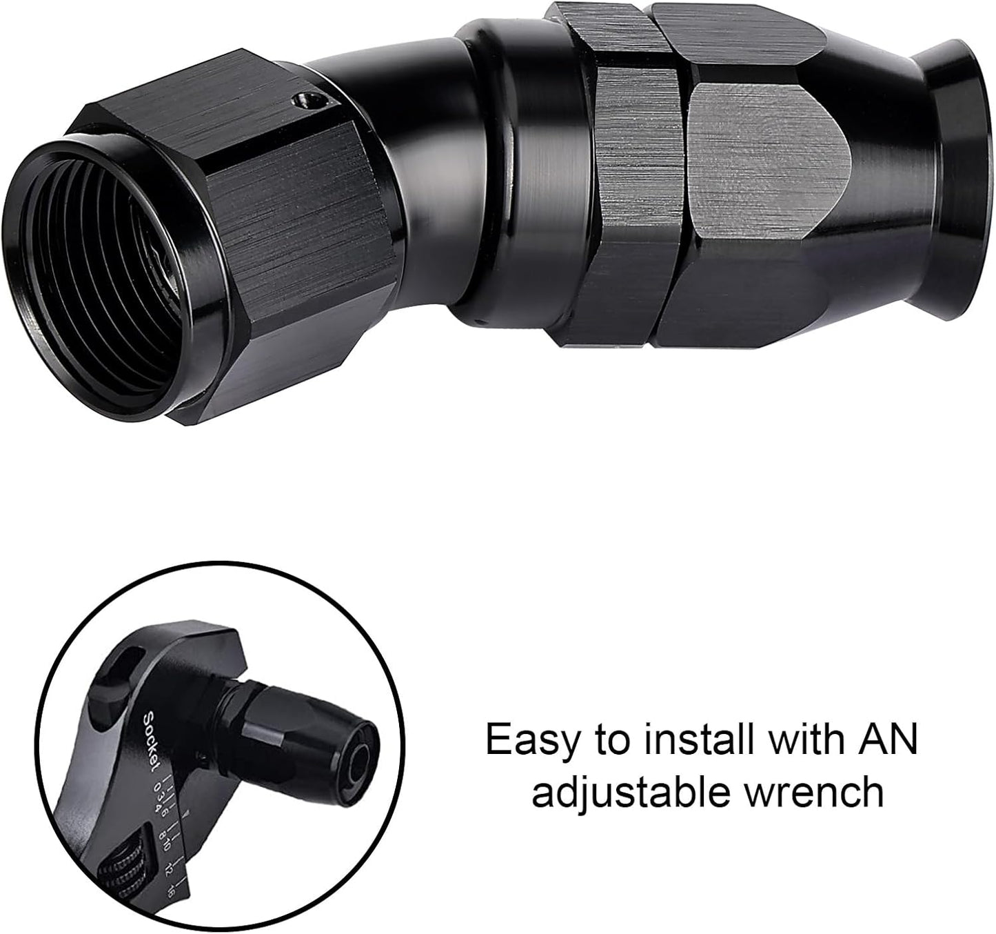 EVIL ENERGY 6AN 30 Degree PTFE One Piece Full Flow End Hose Fitting Aluminum Black