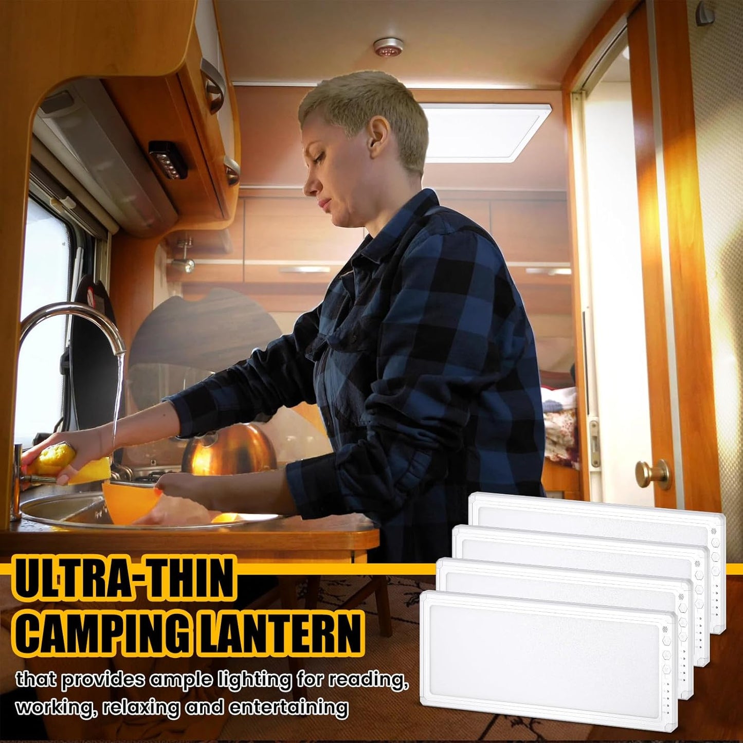 4 Pack RV Ceiling Lights Interior 16.7"x 6.6" 156 LEDs 1200 Lm RV LED Lights Interior 12v with 5 Levels of Dimming and 3 Color Temperature for Trailer Boat Car Camper