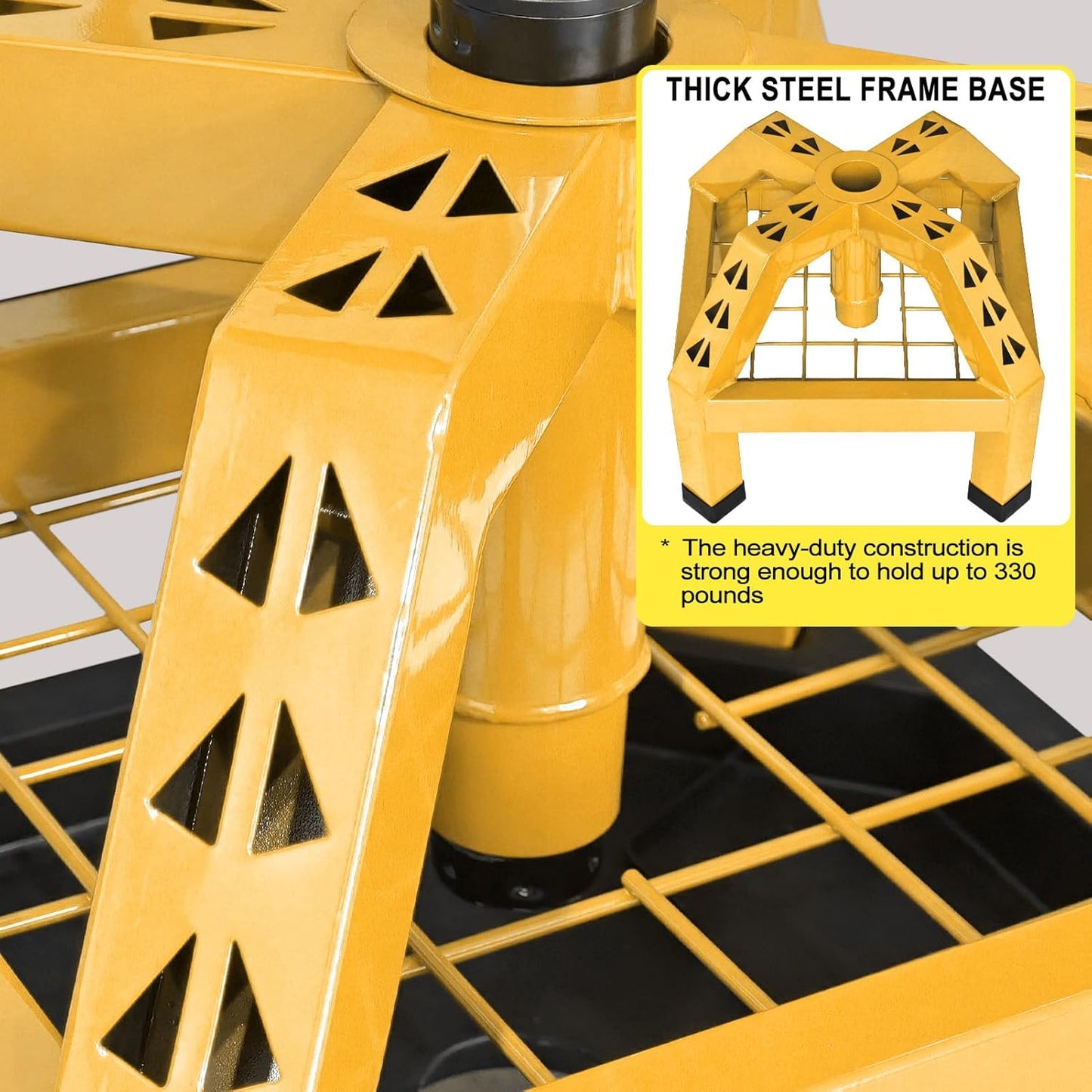 Rolling Shop Stool with Wheels, Heavy Duty Garage Work Mechanic Stool with Backrest, Adjustable Height 360°Swivel Rolling Chair with Tool Tray Storage, 330 LBS Capacity, Yellow