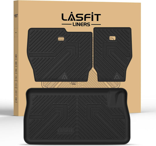 LASFIT Backrest&Trunk Mats Fit for Chrysler Town & Country 2008-2016/Dodge Grand Caravan 2008-2020, All Weather TPE Fit Cargo Liner for Chrysler Town & Country & Dodge Grand Caravan Car Mats, Black
