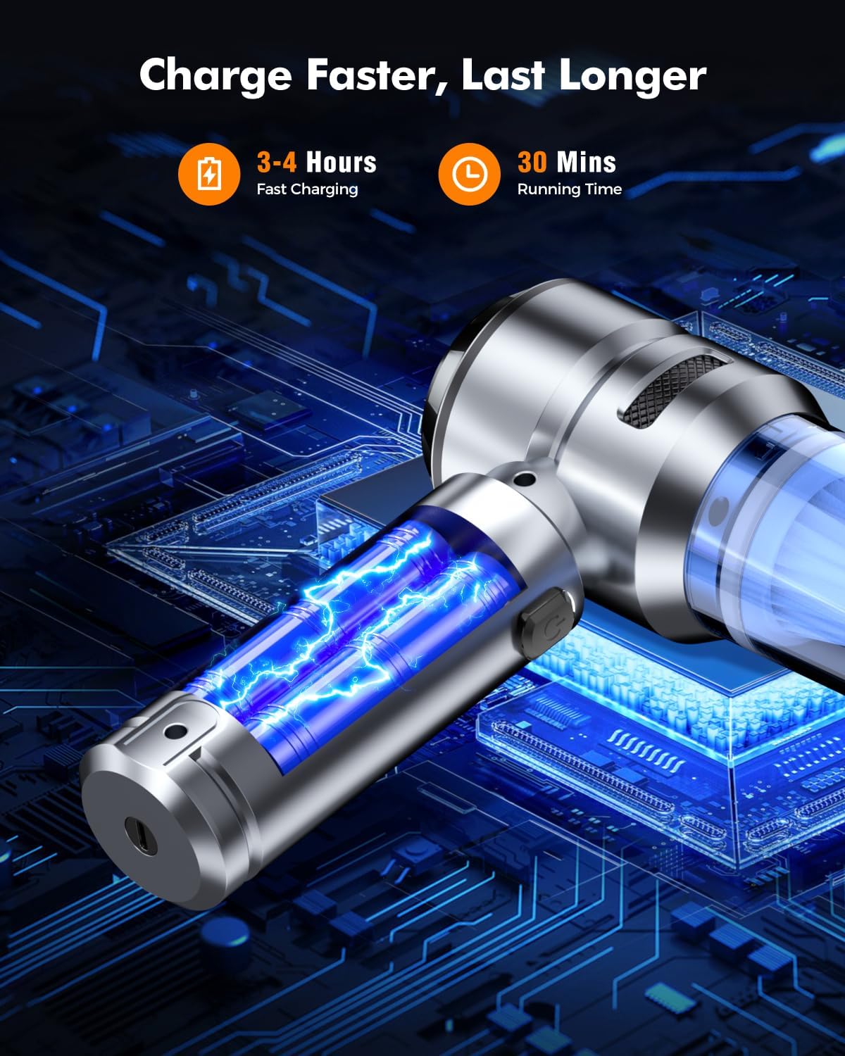 Car Vacuum,3 Suction Modes,Portable Mini Cordless Cleaner with 24000pa Suction Power,Type-C Charge,Handheld Vacuum for Home,Car, Office Desk, Keyboards(Bright Silver)