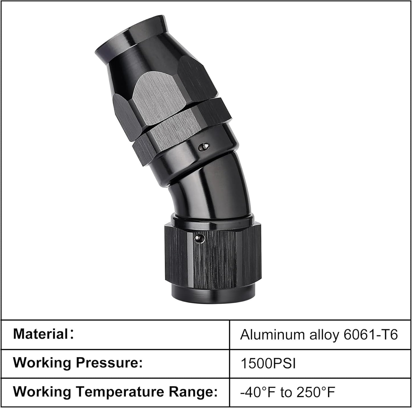 EVIL ENERGY 10AN 30 Degree PTFE One Piece Full Flow End Hose Fitting Aluminum Black