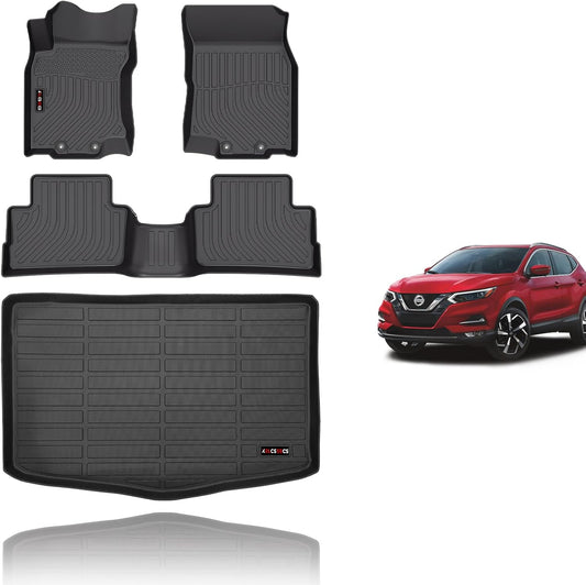 KELCSEECS Floor Mats & Cargo Liner for 2017 2018 2019 2020 2021 2022 Nissan Rogue Sport(Only Fit Cargo Mat in Lower Deck) Car Mats Trunk Mat Rogue Sport All Weather Floor Mats Trunk Liner