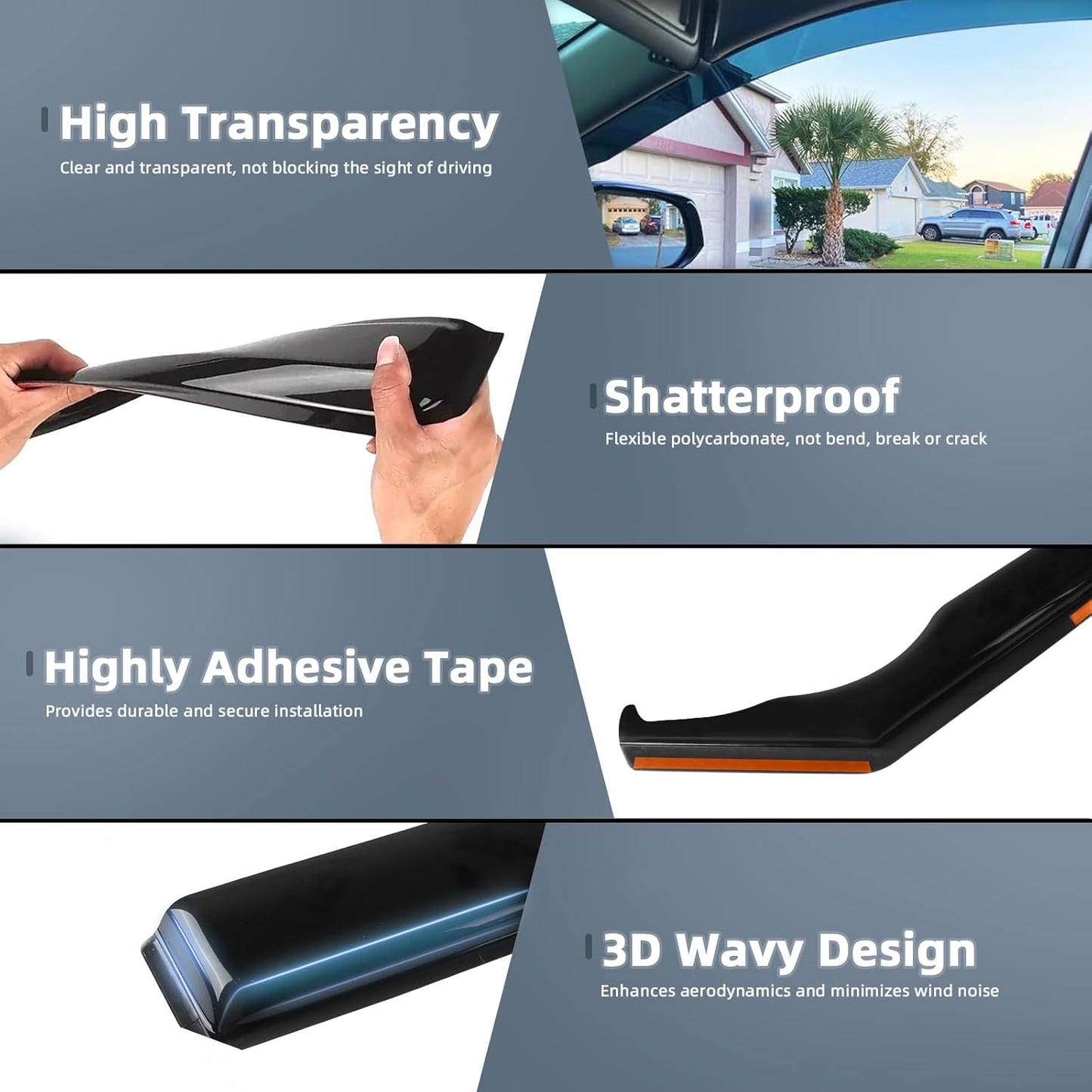 in Channel Rain Guards for 2021 2022 2023 2024 2025 Jeep Grand Cherokee L, Durable Side Wind Deflectors, Smoke Vent Window Visors Shades Shield, 4PCS