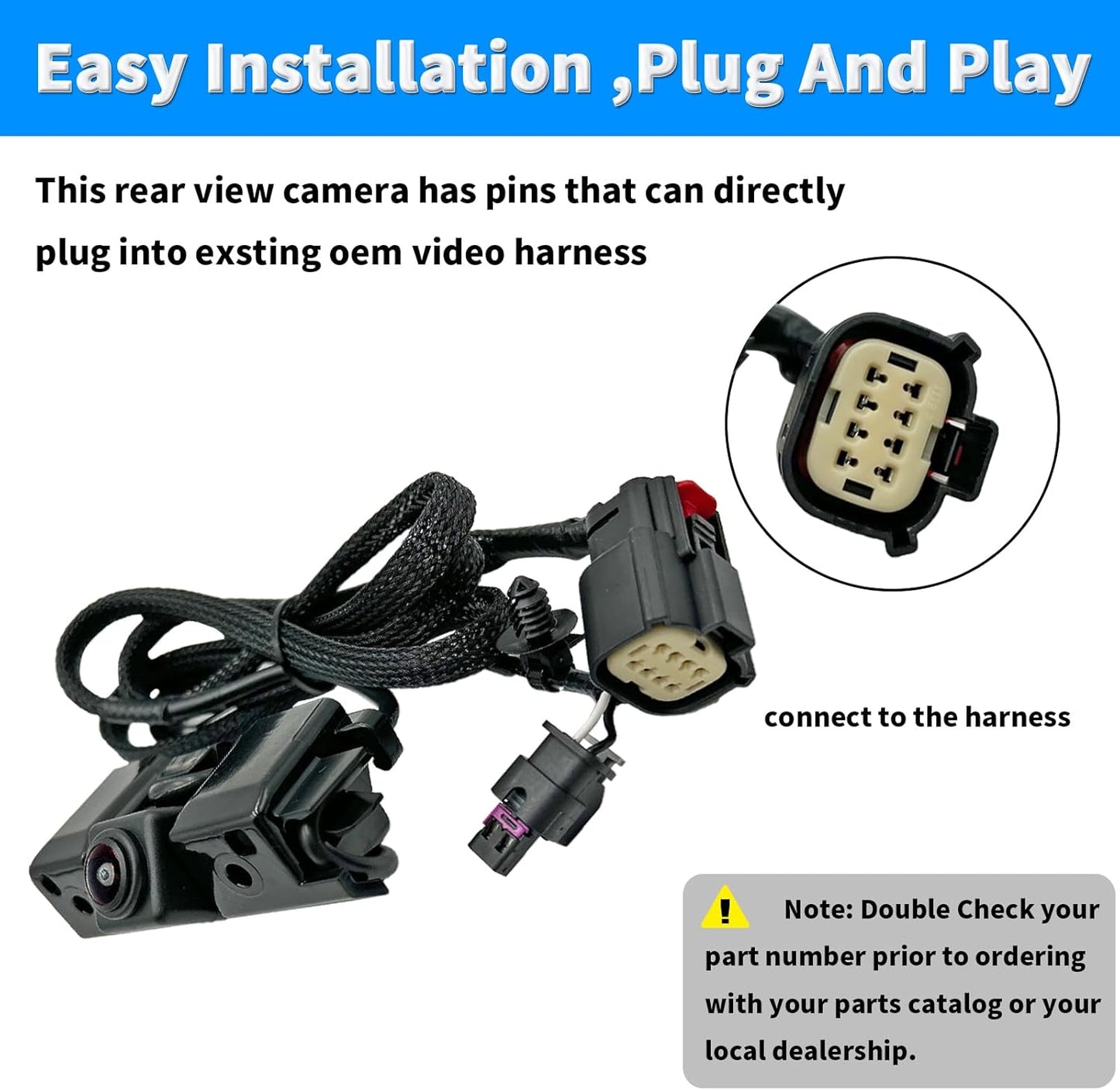 Rear View Back Up Camera Compatible with Chevy Silverado/GMC Sierra 1500 HD 2500 HD 3500 HD 2016-2018 Replaces 84062896