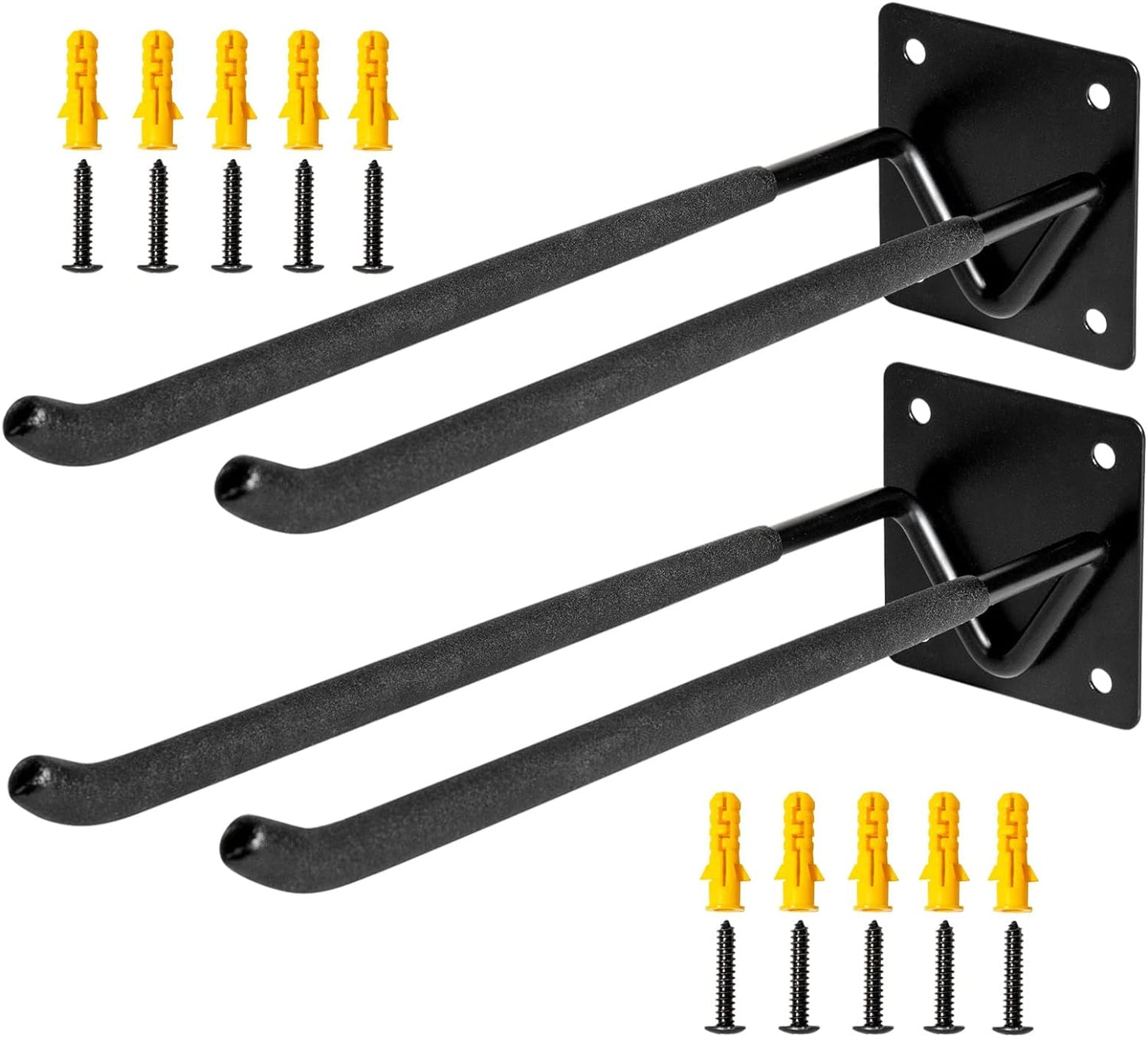 Garage Hook Hangers 2 Pcs, Shovel Holder Wall Mount, Rake Racks, Upgraded Ladder Hanger, Heavy Duty Folding Chair Rack, Garden Tool Hooks for Hanging Yard Tools, Ladders, Bikes and More