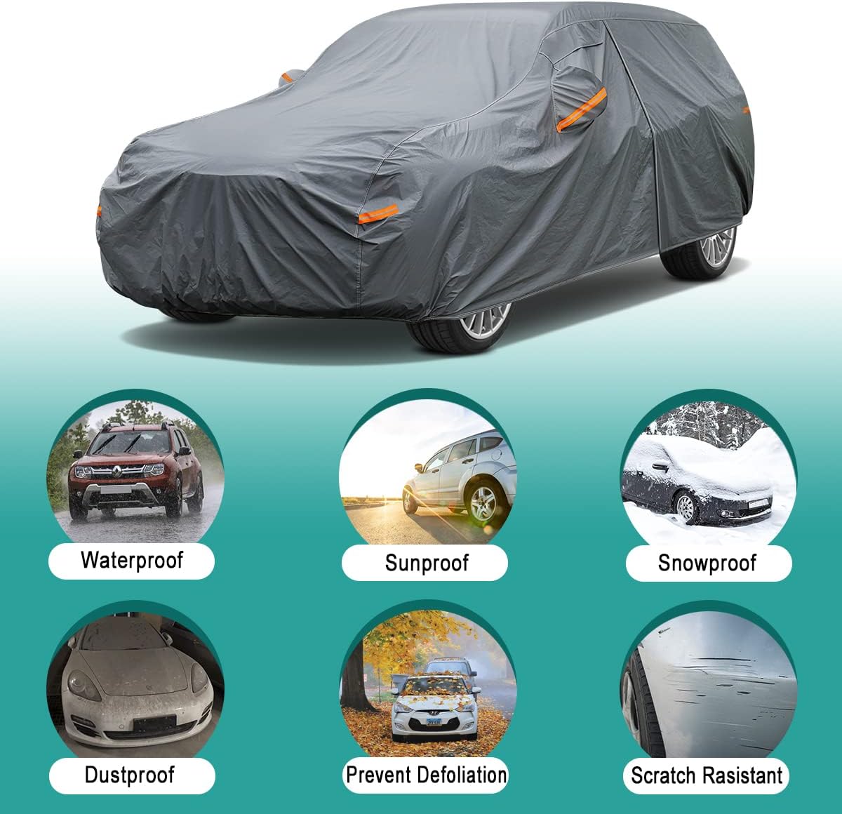 Premium Car Cover Custom Fit Mazda CX-9/CX-90/CX 9/CX 90 (2007-2025), 16 Layers Heavy Duty Car Cover Waterproof All Weather with Zipper Door for Sun Rain Snow Dust Uv Protection