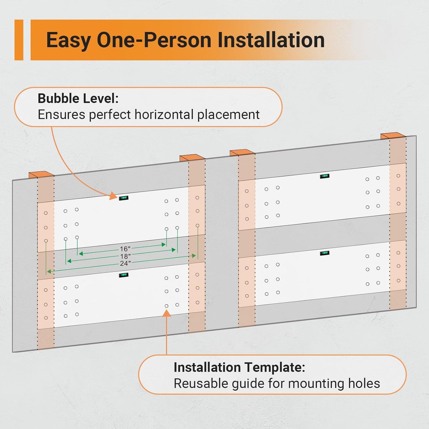 2x6 ft Garage Shelving, 2-Pack Wall-Mounted Shelves for Garage, Kitchen, Pantry Storage, 800 lbs Total Load Capacity Storage Wall Shelving, White