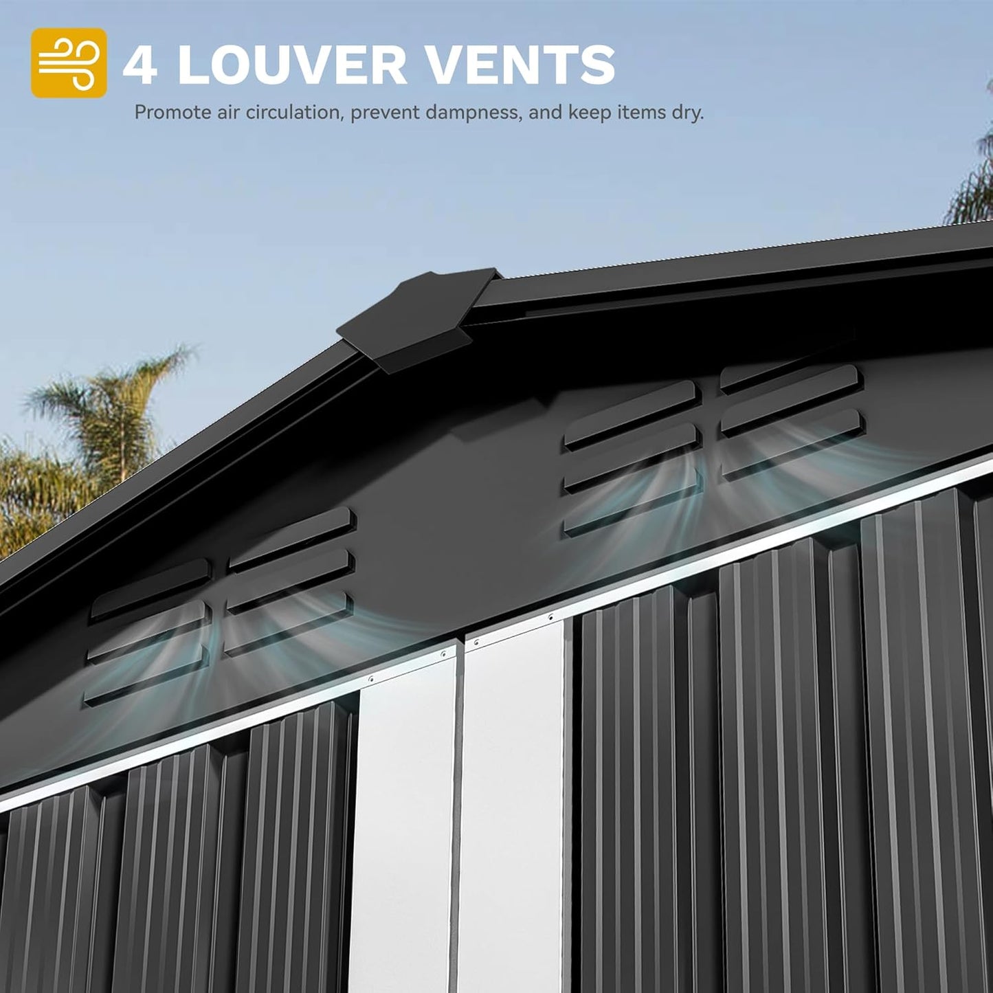 DWVO 8'x6' Large Metal Outdoor Storage Shed, Heavy Duty Tool Storage Sheds for Backyard Patio Lawn - Ideal for Bicycles, Garden Tools, and Lawn Equipment, Easy-to-Assemble, Dark Gray