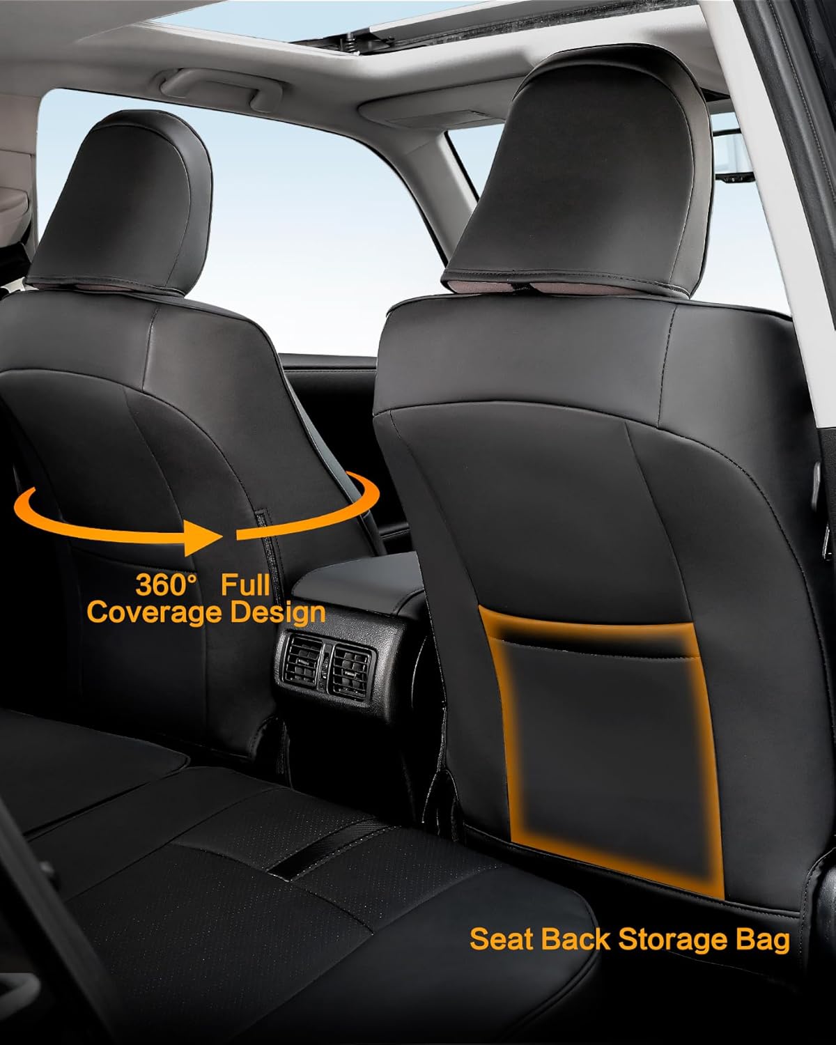 Seat Covers for Toyota 4Runner 2011-2024, (5 Seats Only) Full Set Full Coverage Waterproof Leather Seat Covers for 4Runner 2012 2013 2014 2015 2016 2017 2018 2019 2020 2021 2022 2023 Accessories